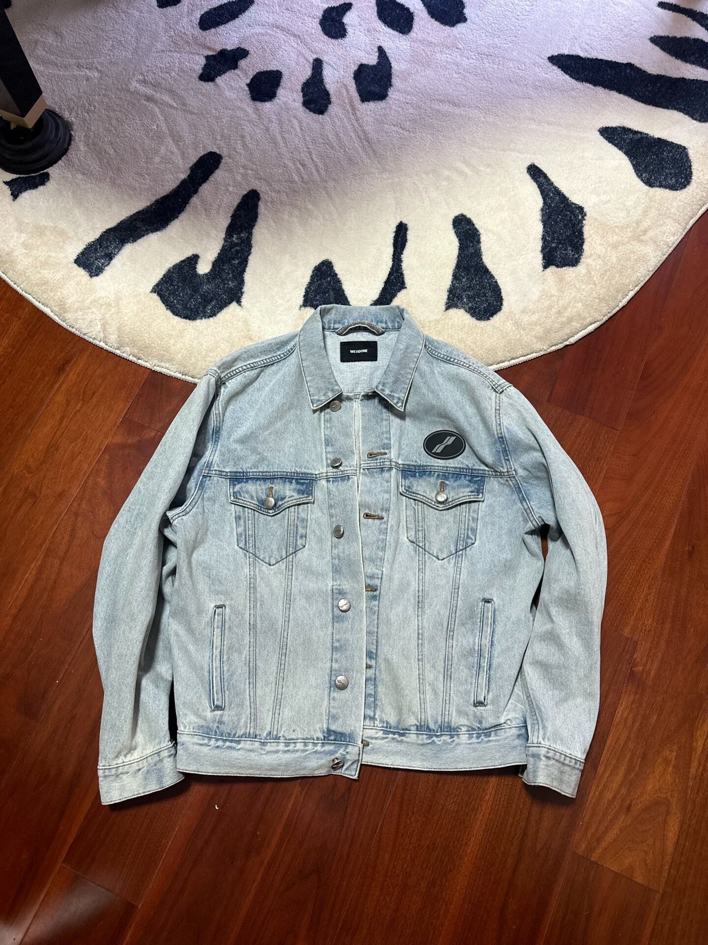 WE11DONE WE11DONE Unisex Round Logo Denim Jacket Size S / US 4 / IT 40 - 1 Thumbnail