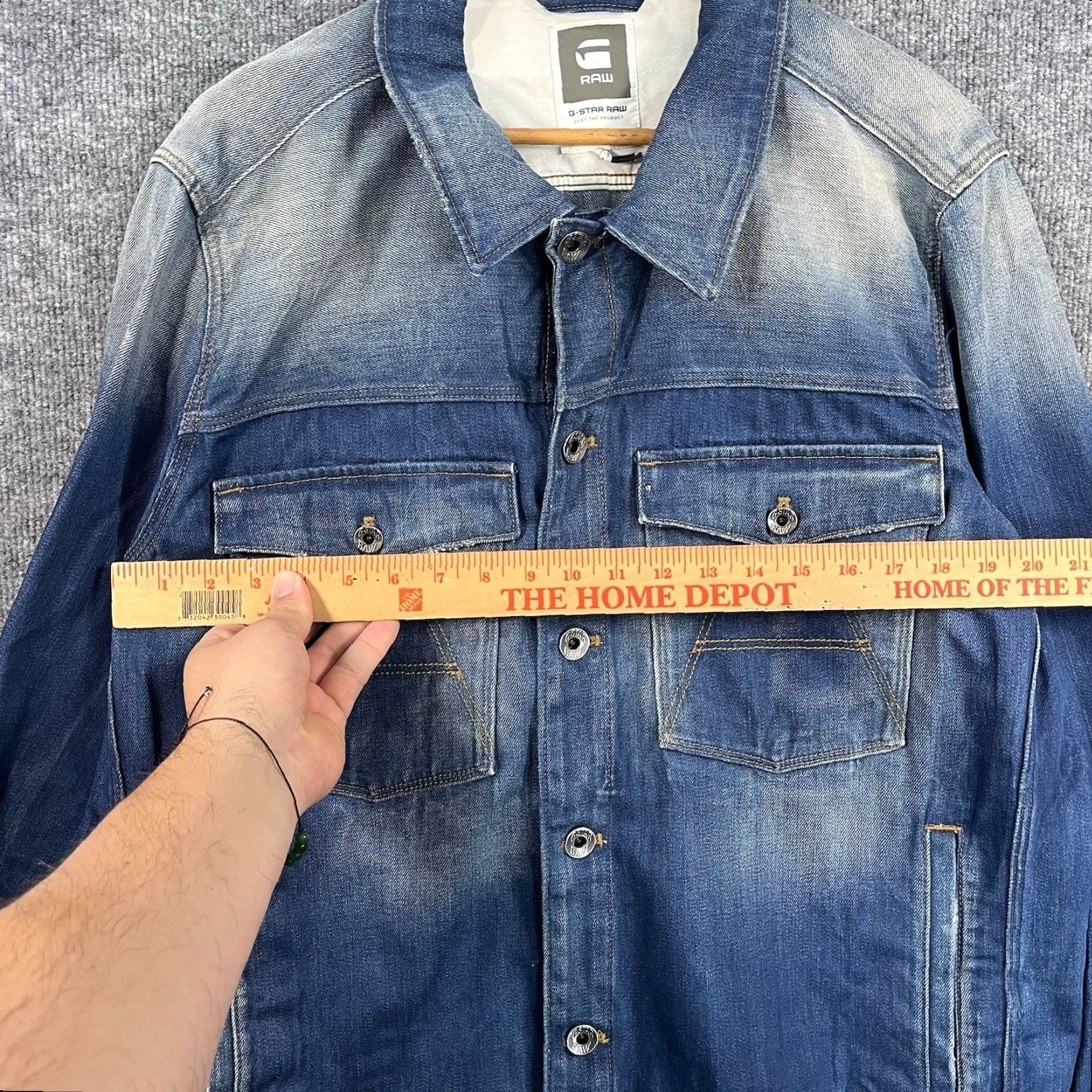 G-Star G-Star Raw Mens 3XL Jacket Blue Denim Jean Biker Faded RARE Size US 39 - 5 Thumbnail