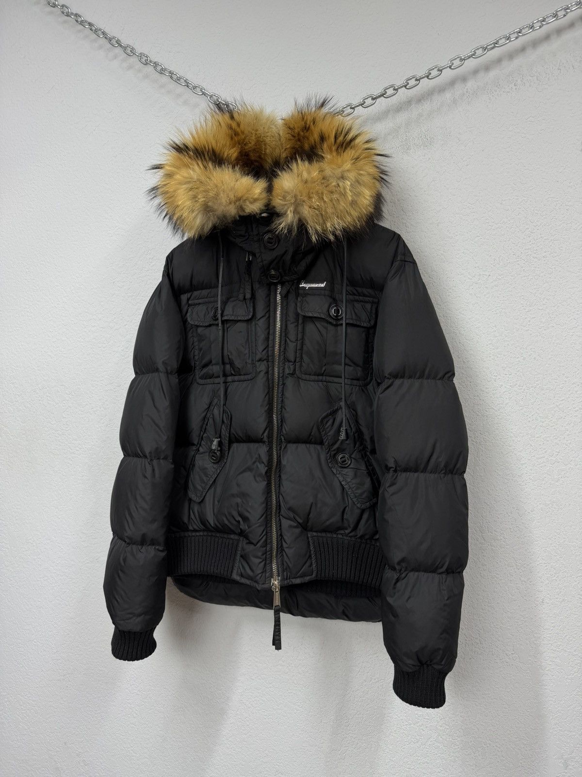If Six Was Nine Vintage Dsquared2 Down Puffer Jacket Real Fur Cropped Y2K Size US M / EU 48-50 / 2 - 3 Thumbnail