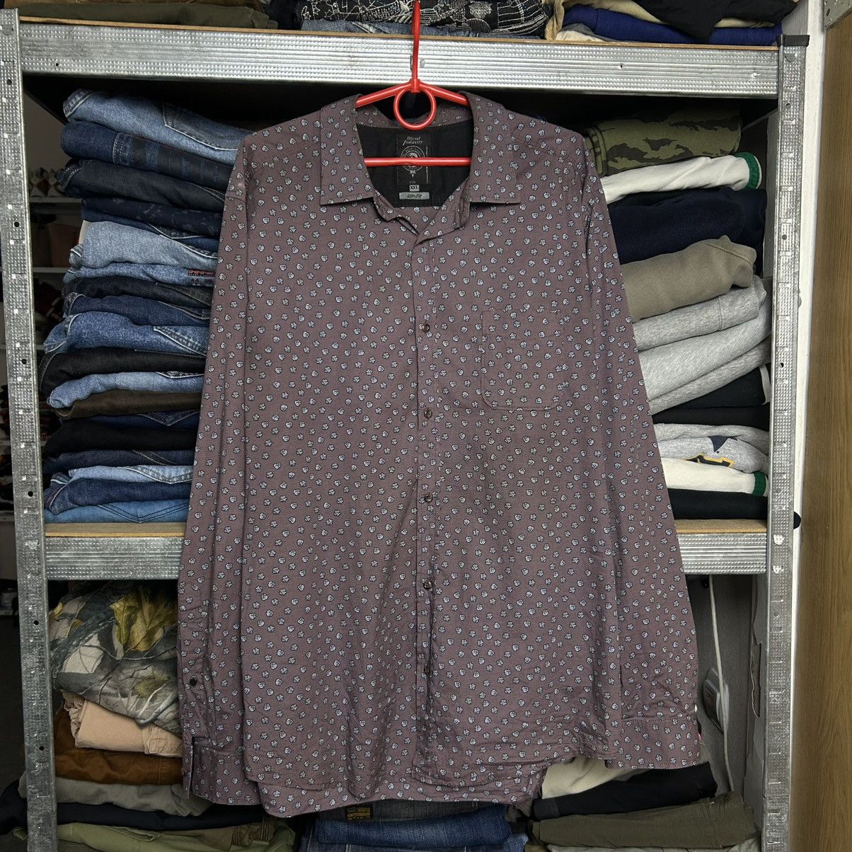 Diesel Vintage Diesel Graphic brown streetwear button shirt Size US XXL / EU 58 / 5 - 1 Thumbnail