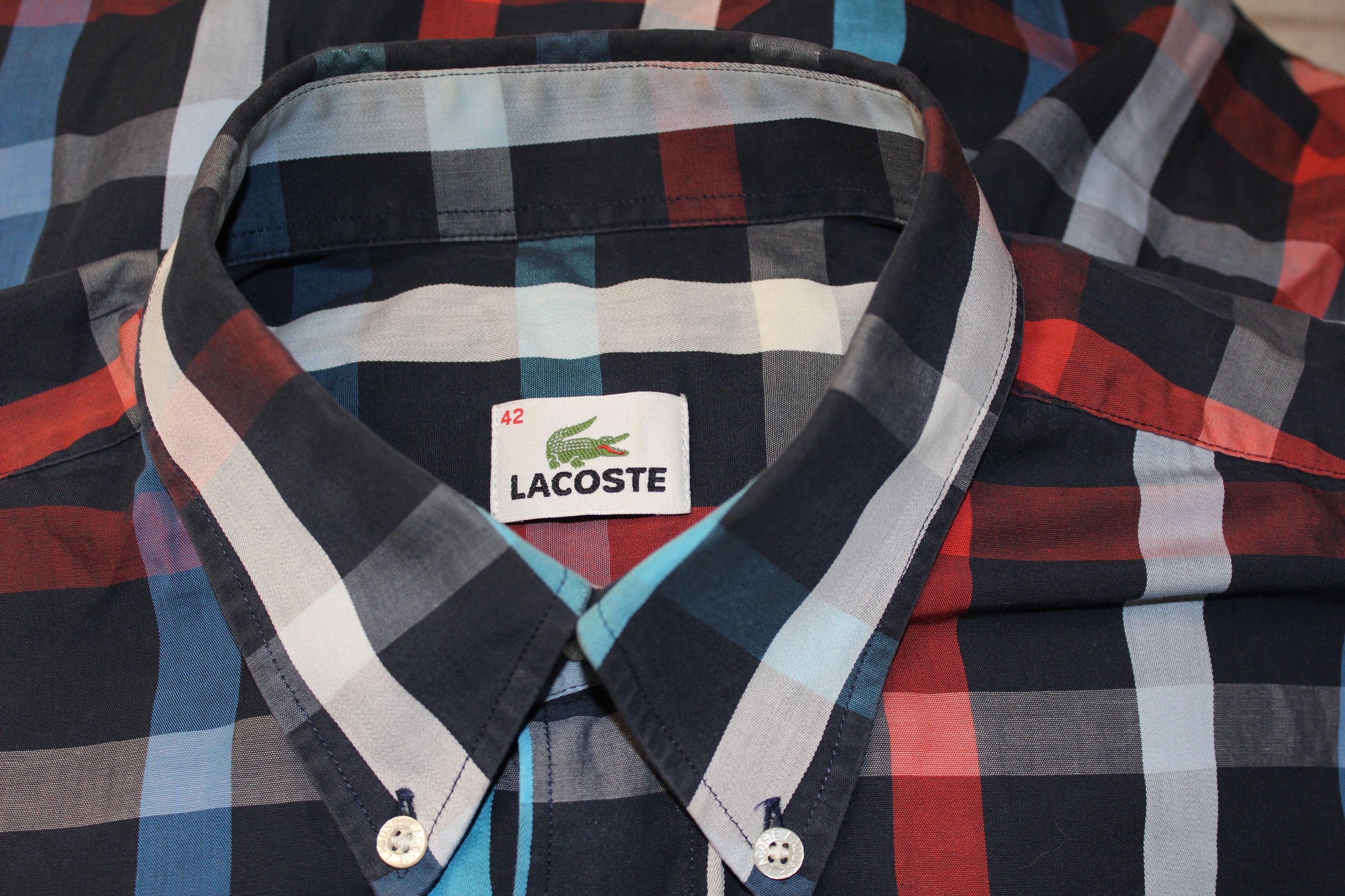 Lacoste LACOSTE Vintage Short Sleeve Check Shirt Size L Size US L / EU 52-54 / 3 - 8 Thumbnail
