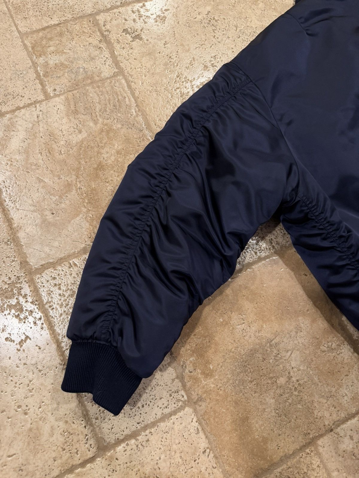Prada Prada Re-Nylon Gold Logo Navy Blue Oversized Bomber Jacket Size US M / EU 48-50 / 2 - 14 Thumbnail