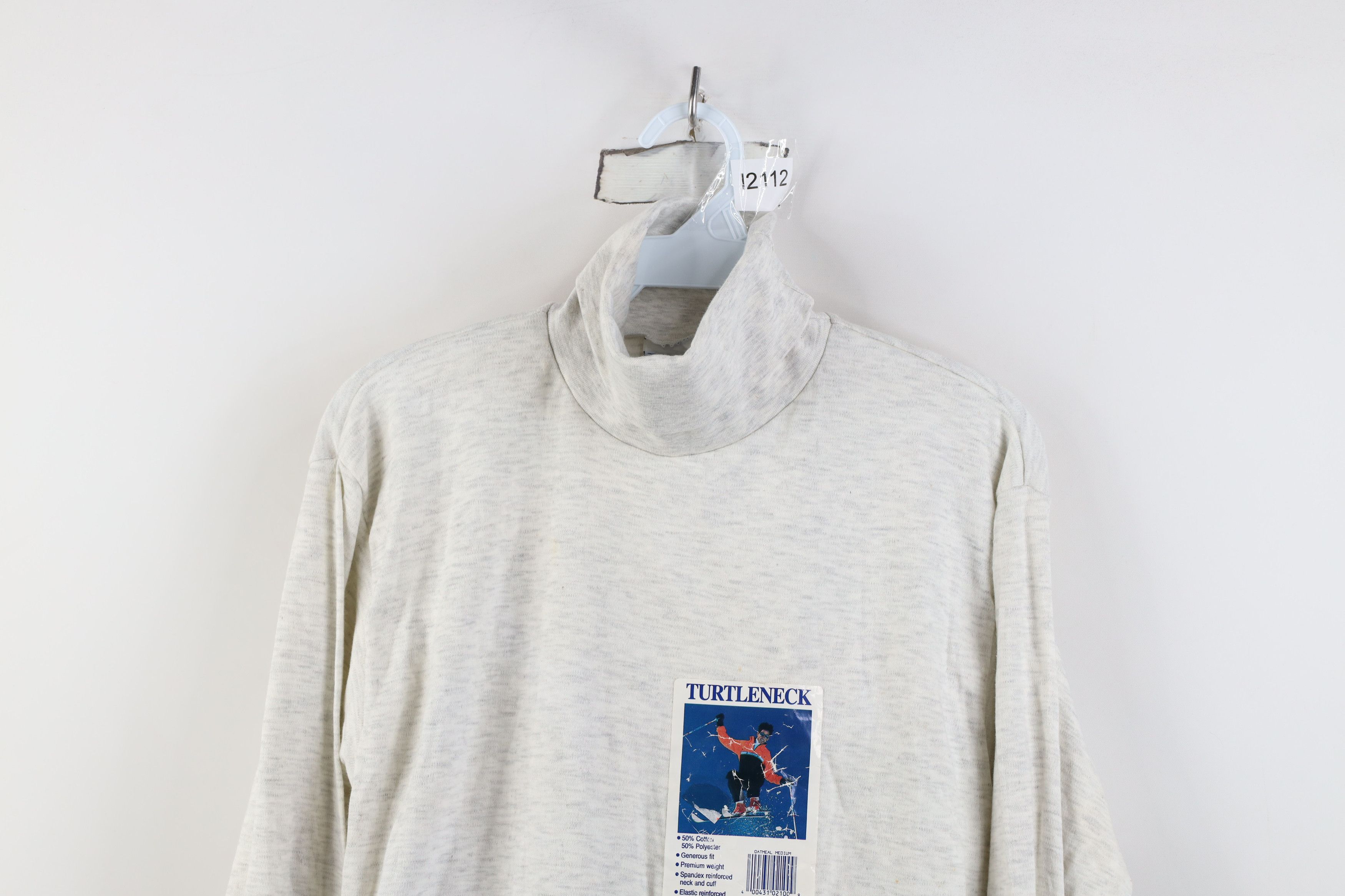 Vintage Deadstock Vintage 90s Streetwear Turtleneck T-Shirt Gray USA Size US M / EU 48-50 / 2 - 2 Thumbnail