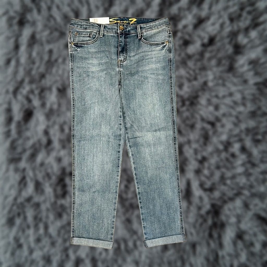 Vintage Seven7 Weekend Easy Fit Boyfriend Jeans - 4 Women Blue 69% Cotton 30% Polyester 1% Spandex NWT Boyfriend Style Size 27" / US 4 / IT 40 - 1 Thumbnail