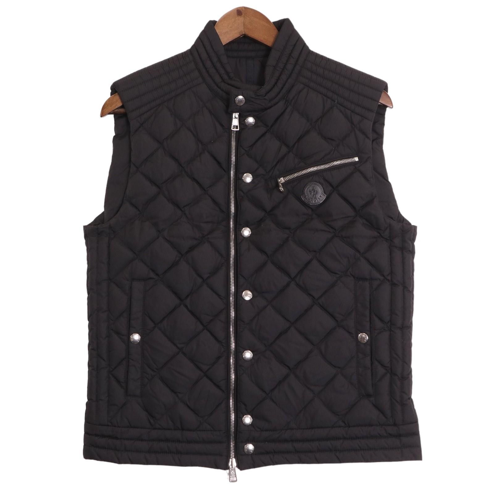 image of Moncler Black Nylon Quilted Down Vest, Men's (Size Medium)