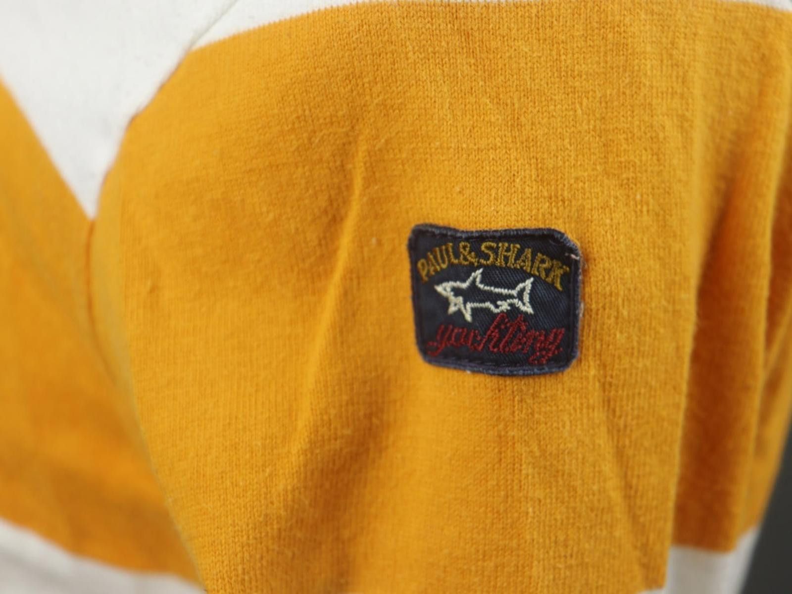 Paul & Shark Paul & Shark White Yellow Striped Collared Polo Shirt Size L Size US L / EU 52-54 / 3 - 6 Thumbnail