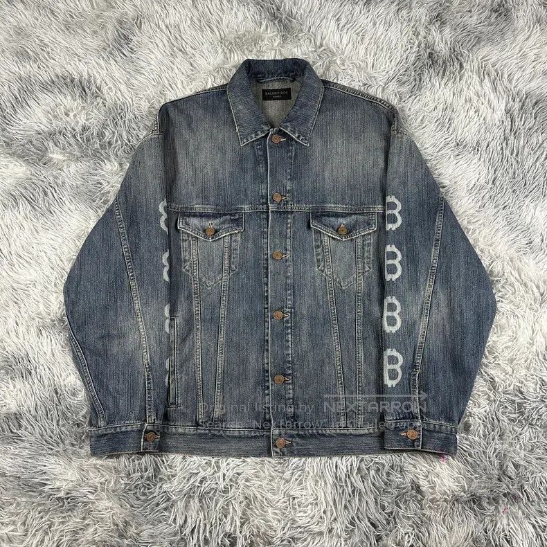 Balenciaga Balenciaga Double B Bitcoin Logo Denim Jacket Size US M / EU 48-50 / 2 - 1 Thumbnail