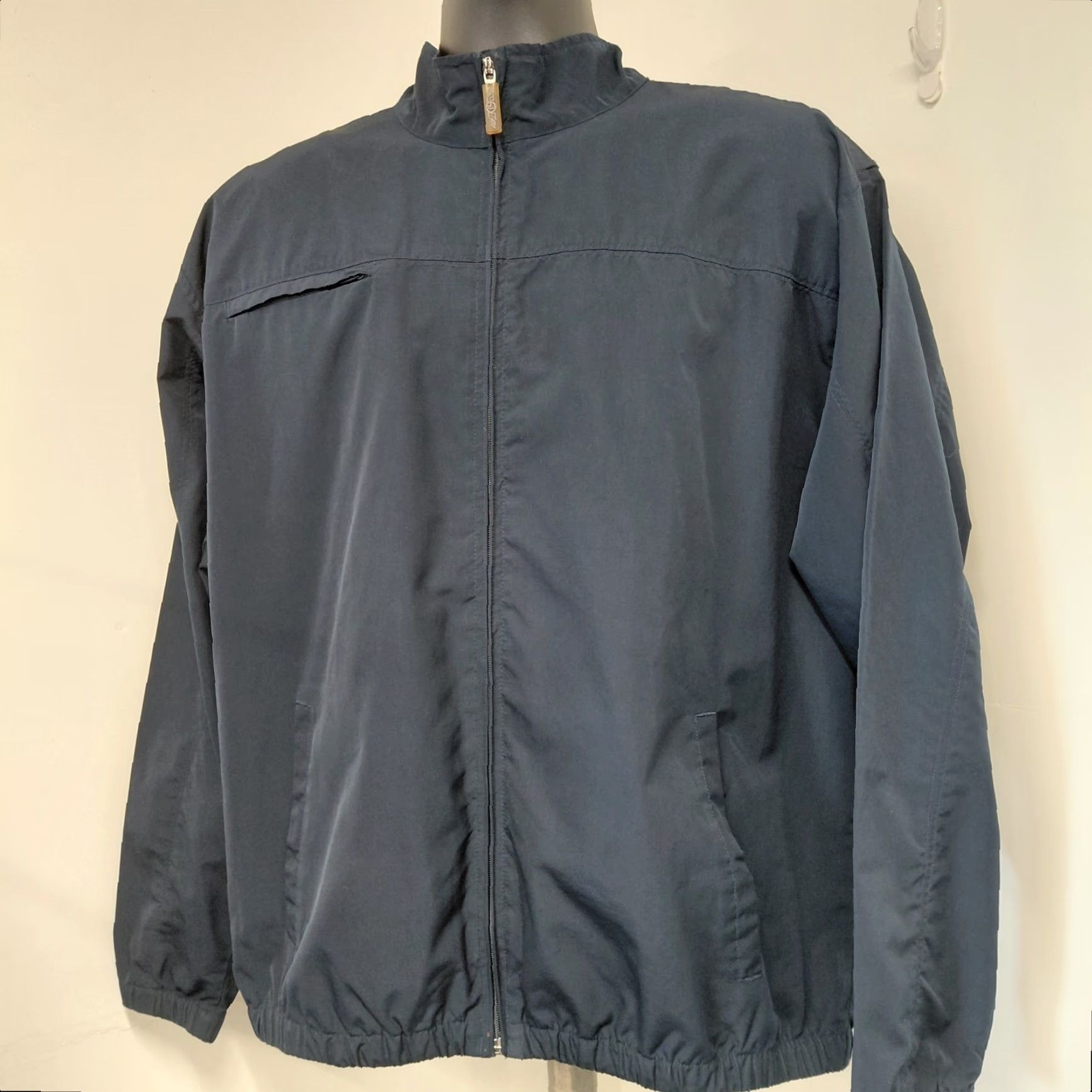 Vintage Straight Down Jacket Men L Blue Full Zip Letterman Bomber Soft Shell 90s 80s Classic Cars College Biker Mens Size US L / EU 52-54 / 3 - 4 Thumbnail
