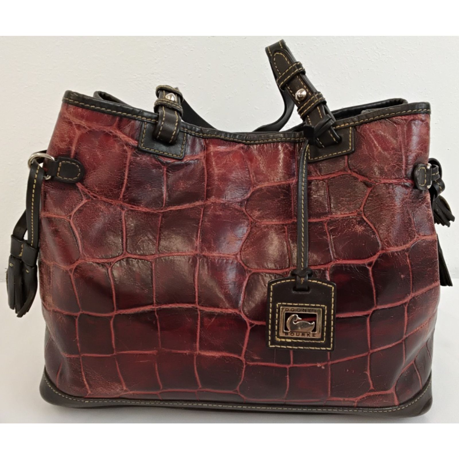 Dooney & Bourke Dooney & Bourke Handbag Red Croc Embossed Leather VTG Size ONE SIZE - 4 Thumbnail