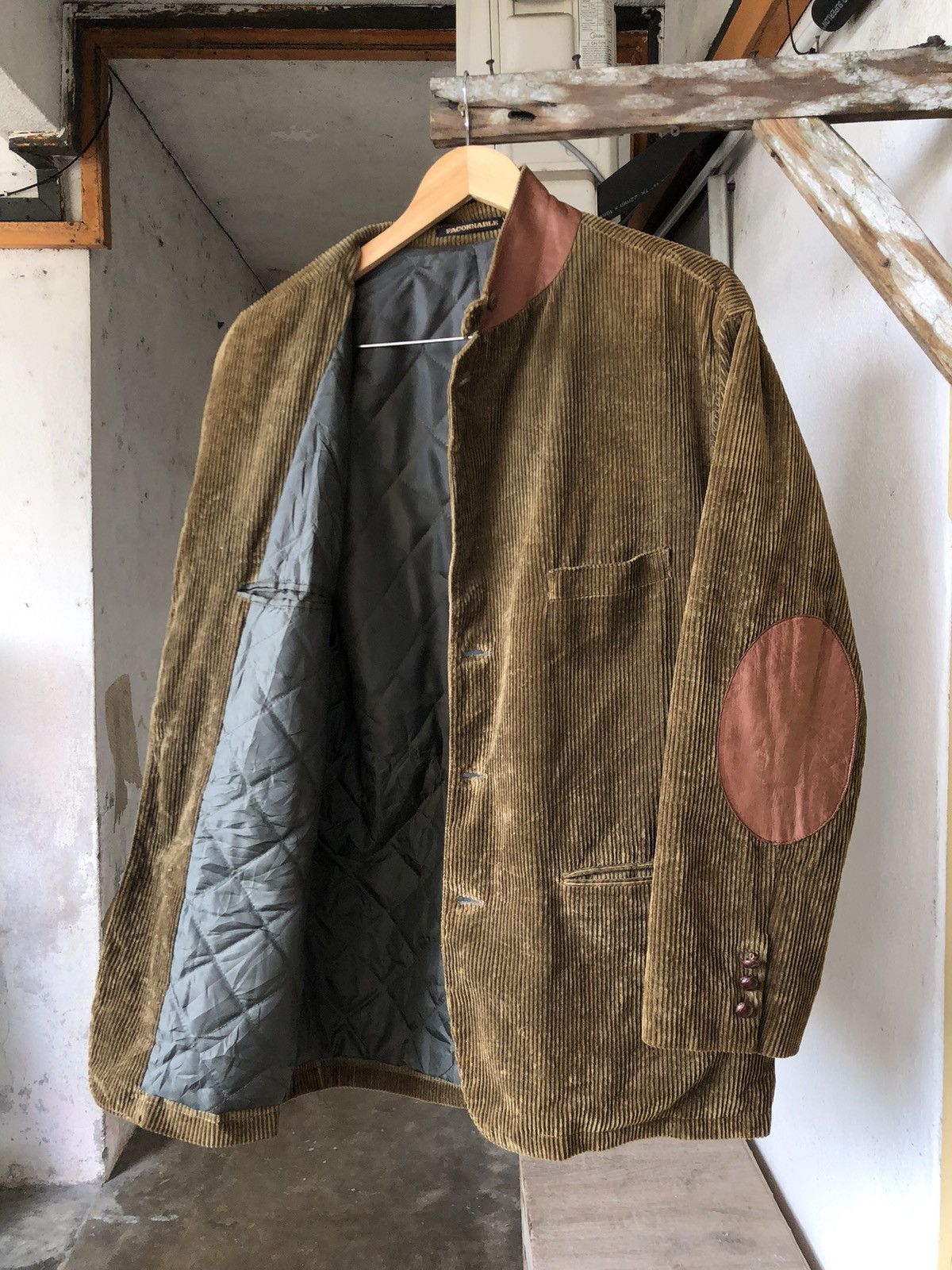 Faconnable Vtg 90s Faconnable Corduroy Leather Elbow Jacket Blazer Size US L / EU 52-54 / 3 - 3 Thumbnail
