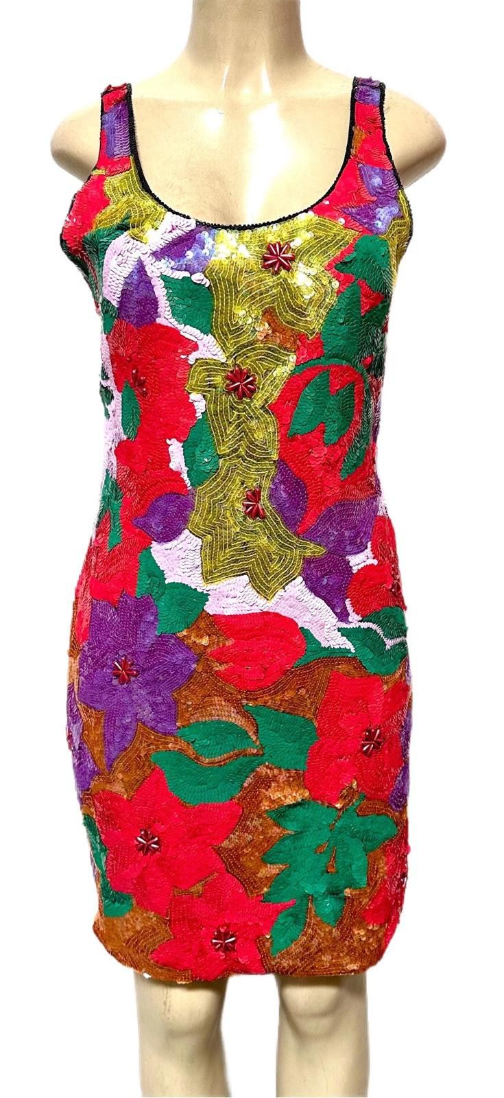 Other Sequin Elegant Evening Dress Multi Flowered size 10 Size L / US 10 / IT 46 - 1 Preview