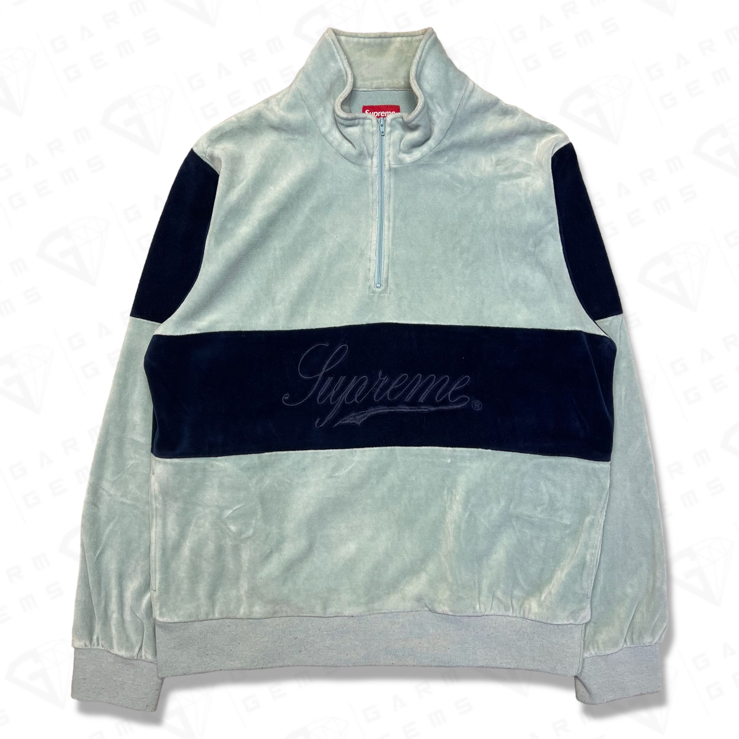 Supreme Supreme Embroidered Velour Quarter Zip Sweatshirt Size US M / EU 48-50 / 2 - 1 Thumbnail