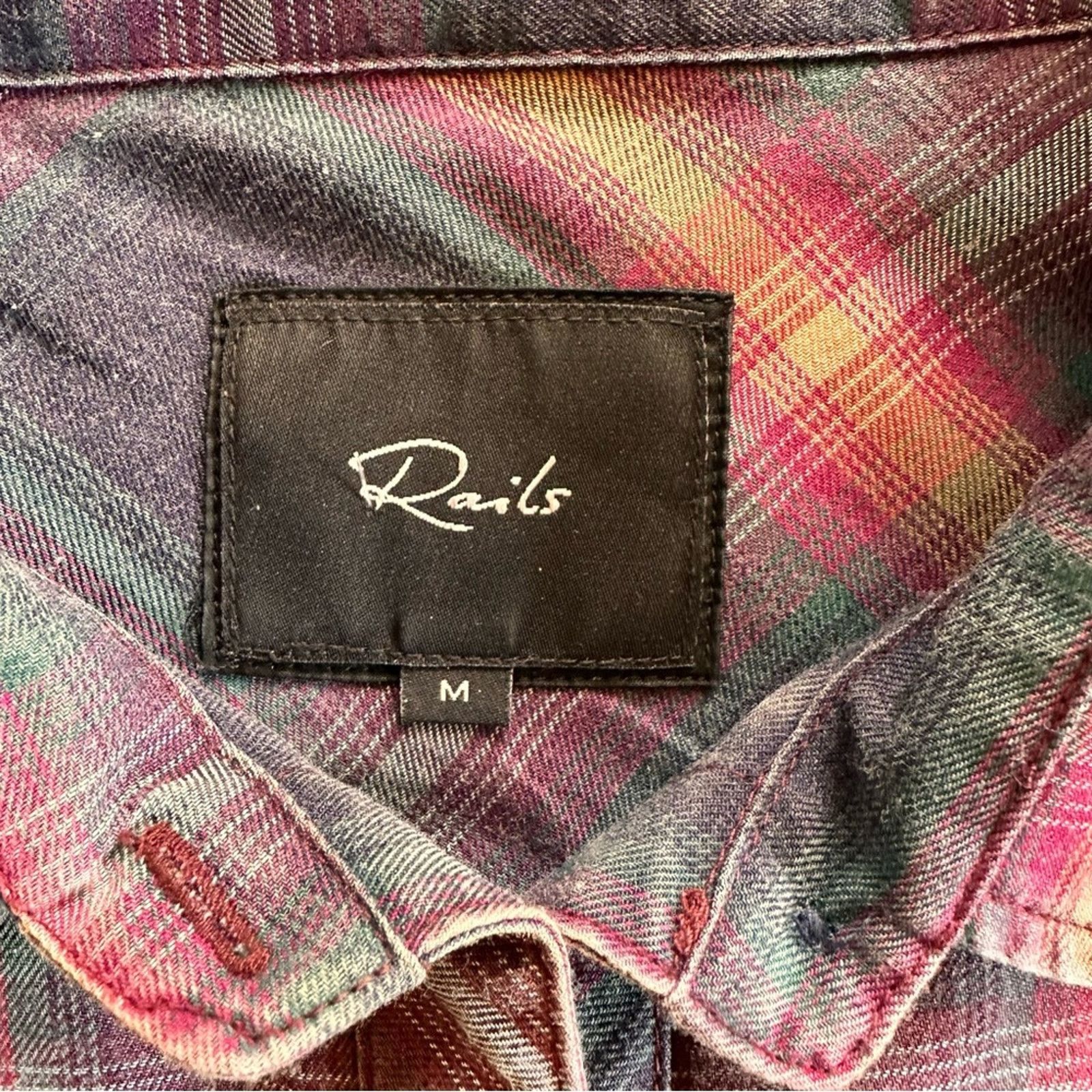 Rails Rails Cloud Wash “Hunter” Flannel – Navy, Pink & Jade Size M / US 6-8 / IT 42-44 - 2 Thumbnail
