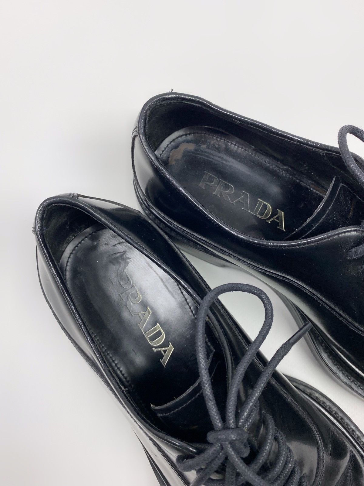 Prada Prada Black Brushed Leather Oxford Shoes Size US 7 / EU 40 - 16 Thumbnail