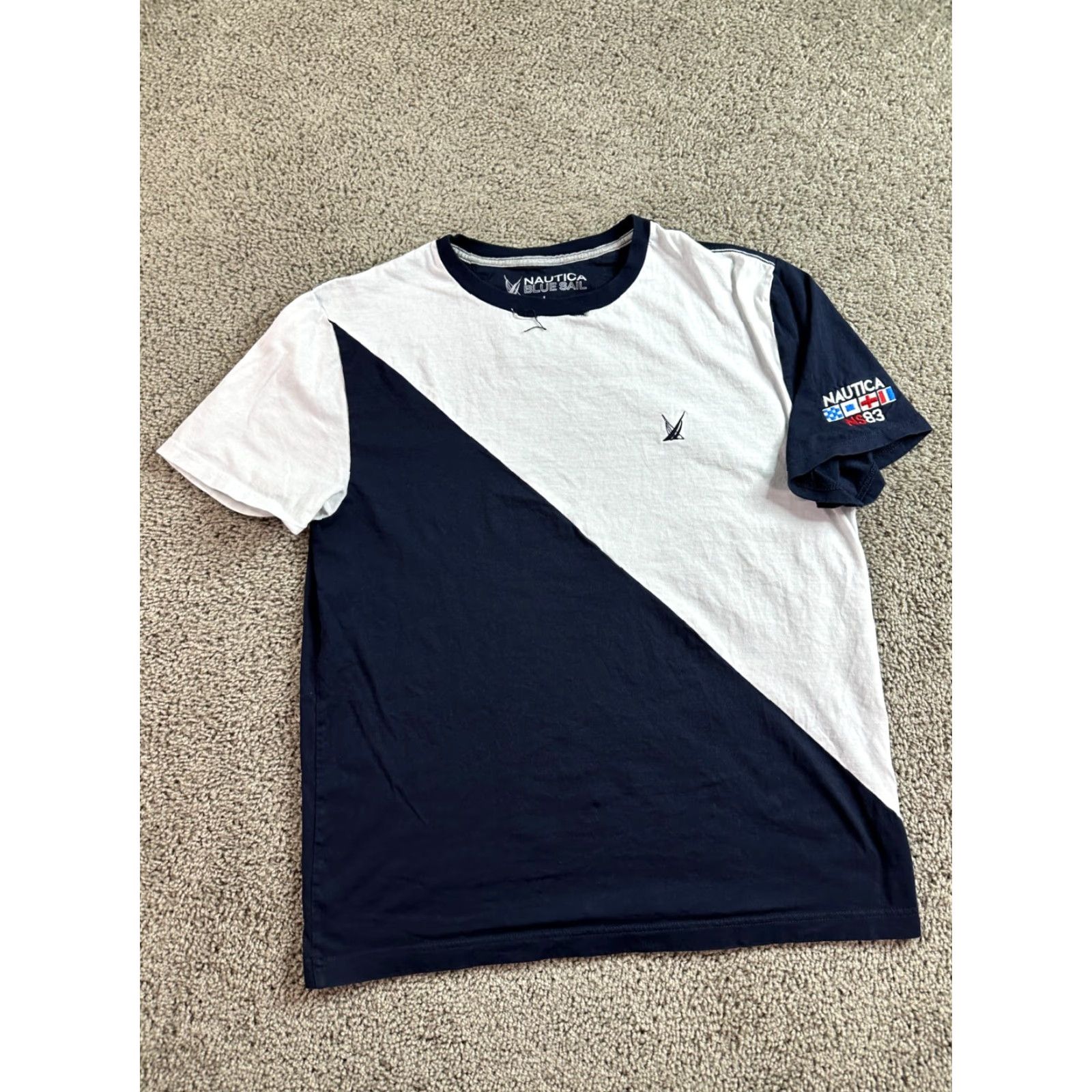 Nautica Nautica Blue Sail Shirt Mens L Colorblock Embroidered T-Shirt Casual Crew Neck Short Sleeve Cotton Knit Size US L / EU 52-54 / 3 - 2 Thumbnail