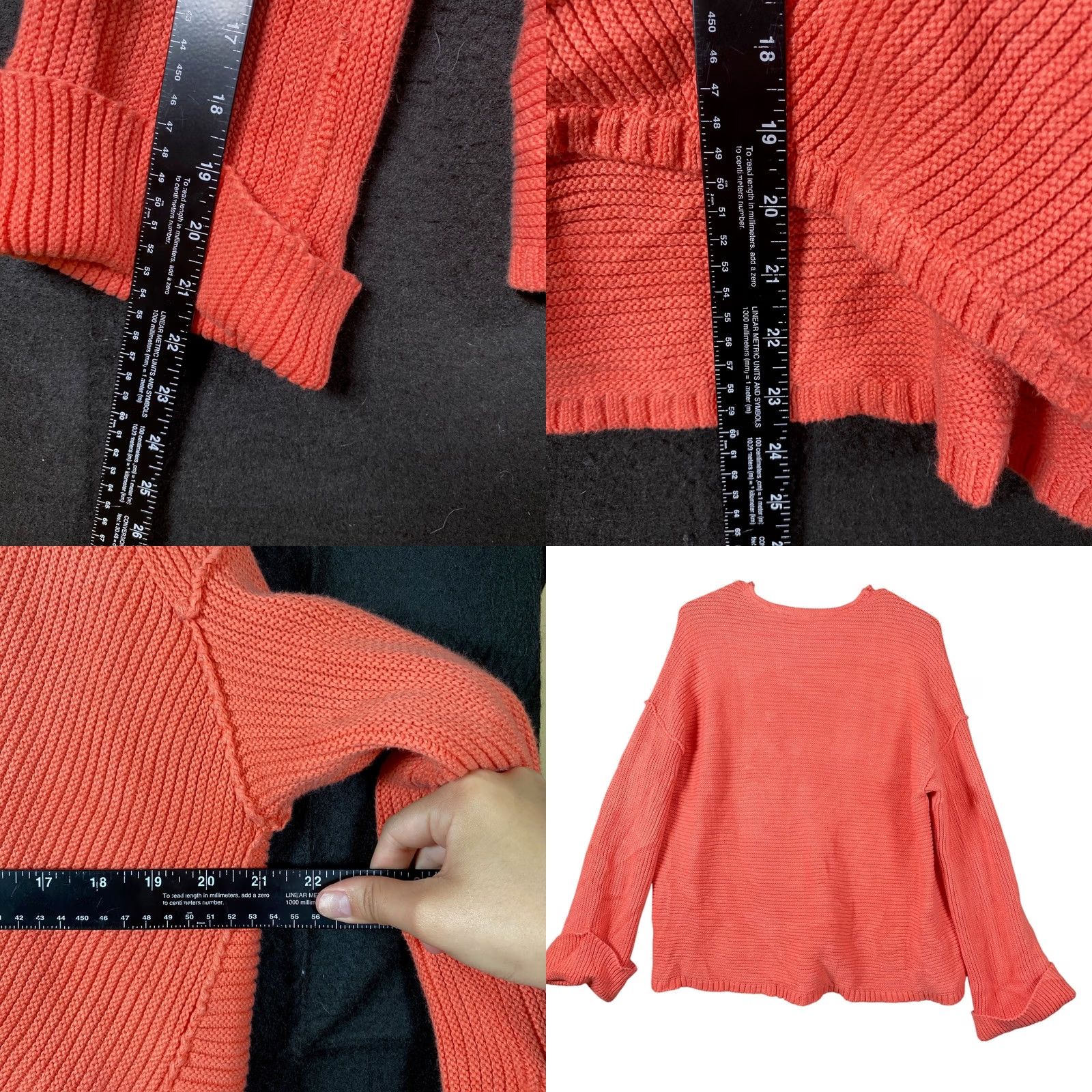 Free People Free People Womens Sweater Orange Coral La Brea V Neck Oversized Chunky Knit XS Size XS / US 0-2 / IT 36-38 - 8 Thumbnail