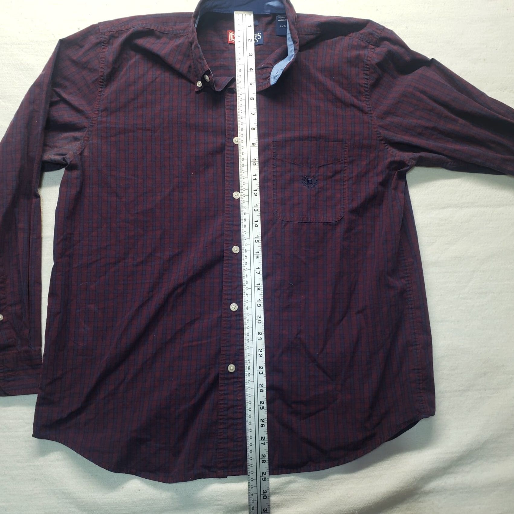 Chaps Chaps Shirt Easy Care Button-Up Purple Plaid Long Sleeve Men's Large M XL? Size US M / EU 48-50 / 2 - 7 Thumbnail