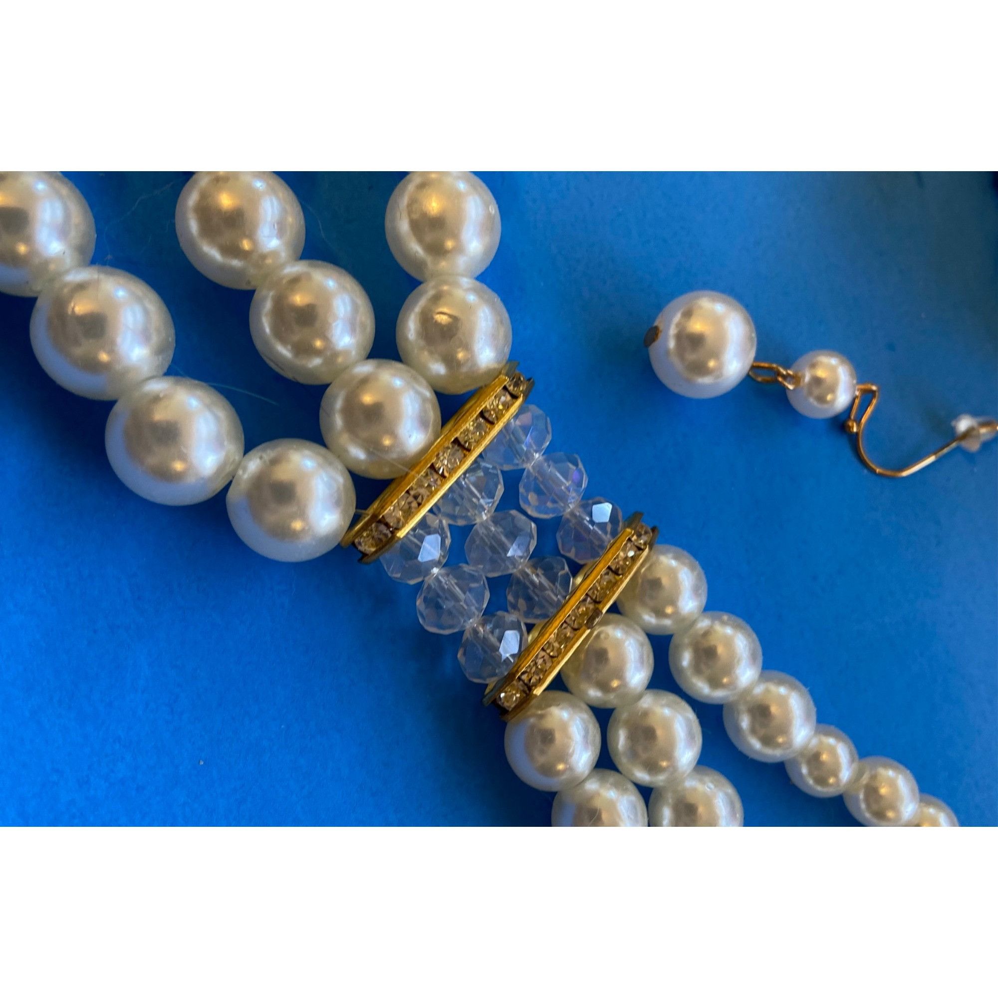 Other Faux Pearl 3pc Set W/Necklace,Bracelet&Earrings Goldtone&Cry Size ONE SIZE - 5 Thumbnail