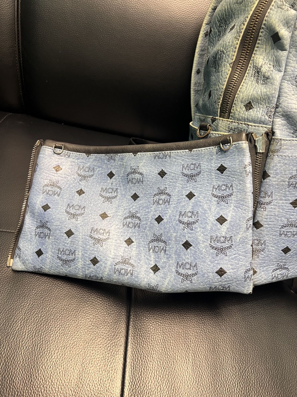 MCM MCM Dusty Blue Monogram Studded Backpack Size ONE SIZE - 2 Thumbnail