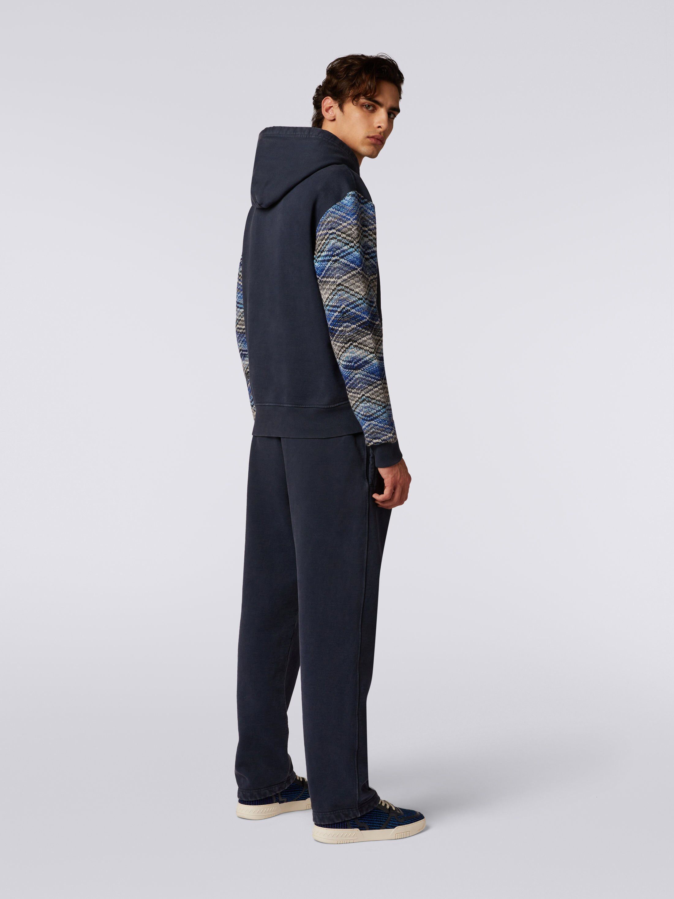 Missoni o1mle1025 Knit Sleeve Insert Logo Hoodie in Dark Blue Size US XL / EU 56 / 4 - 4 Thumbnail
