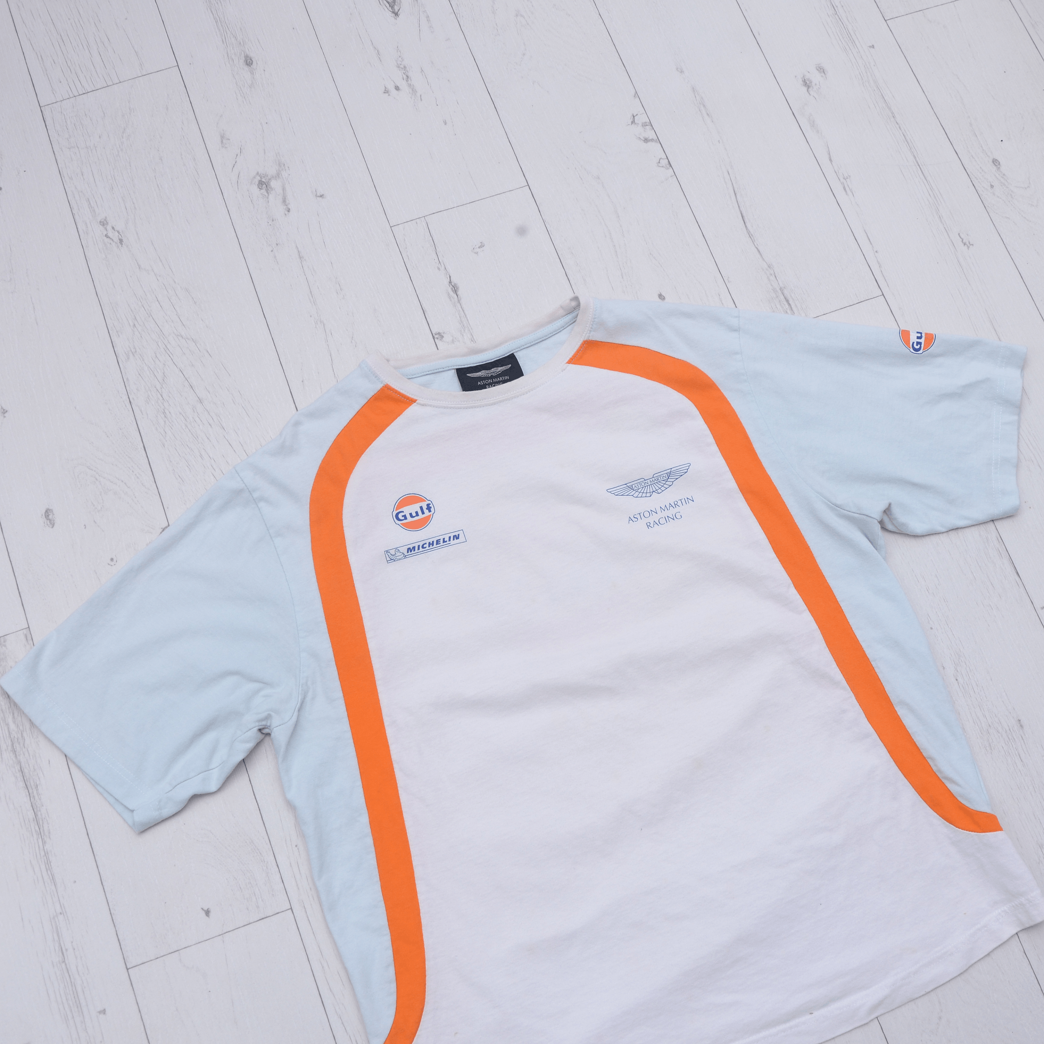 Vintage Aston Martin Racing Team T-Shirt Tee Gulf Rare Vintage XL-L Size US XL / EU 56 / 4 - 3 Thumbnail