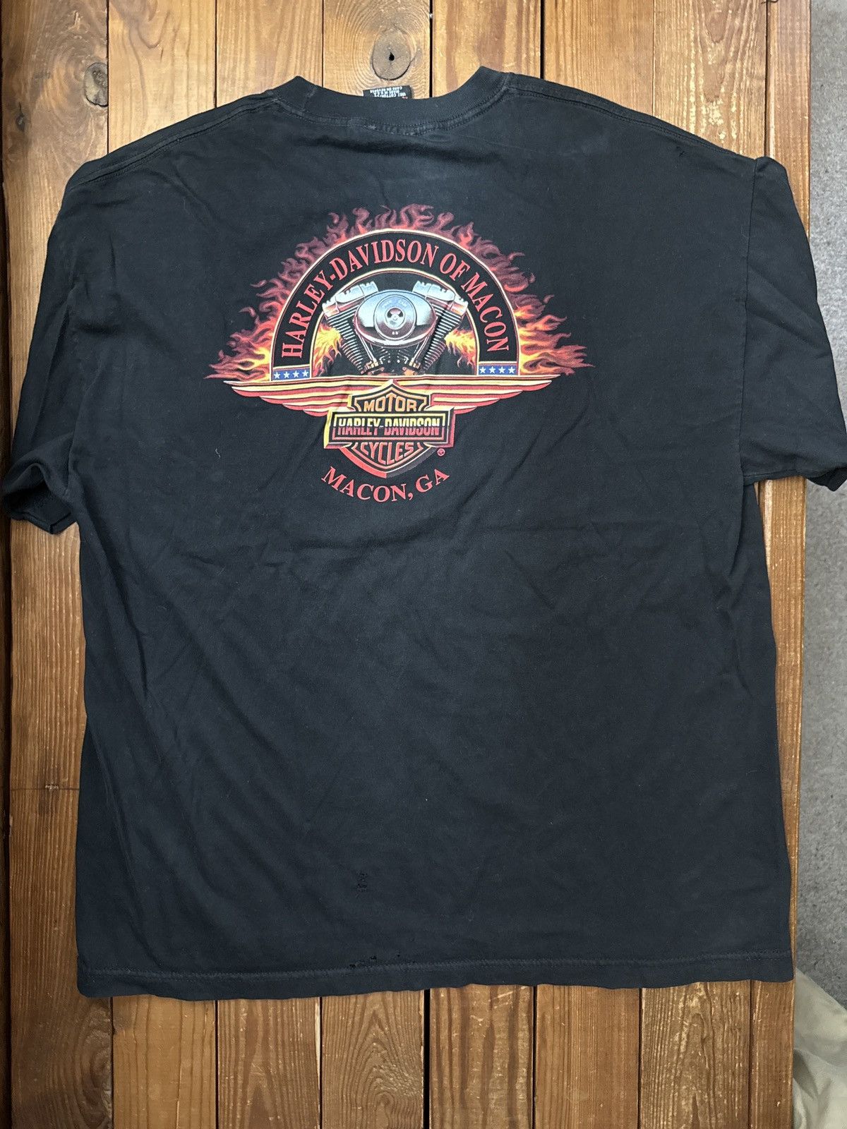 Harley Davidson × Vintage Vintage 90s Y2K Harley Davidson Eagle Black Tee Shirt Size US XL / EU 56 / 4 - 3 Thumbnail
