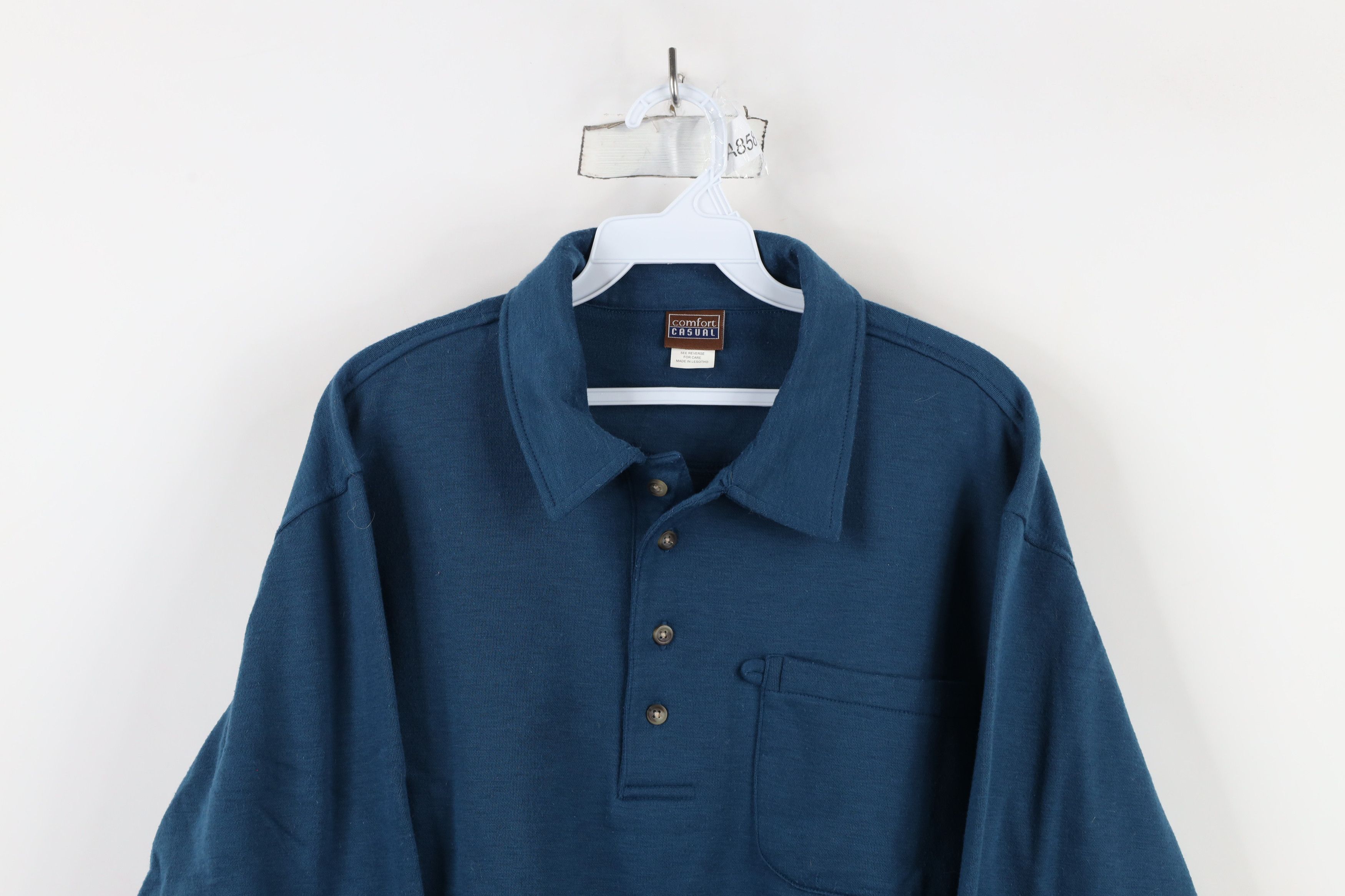 Vintage Vintage 90s Streetwear Collared Pullover Sweatshirt Blue Size US M / EU 48-50 / 2 - 2 Thumbnail