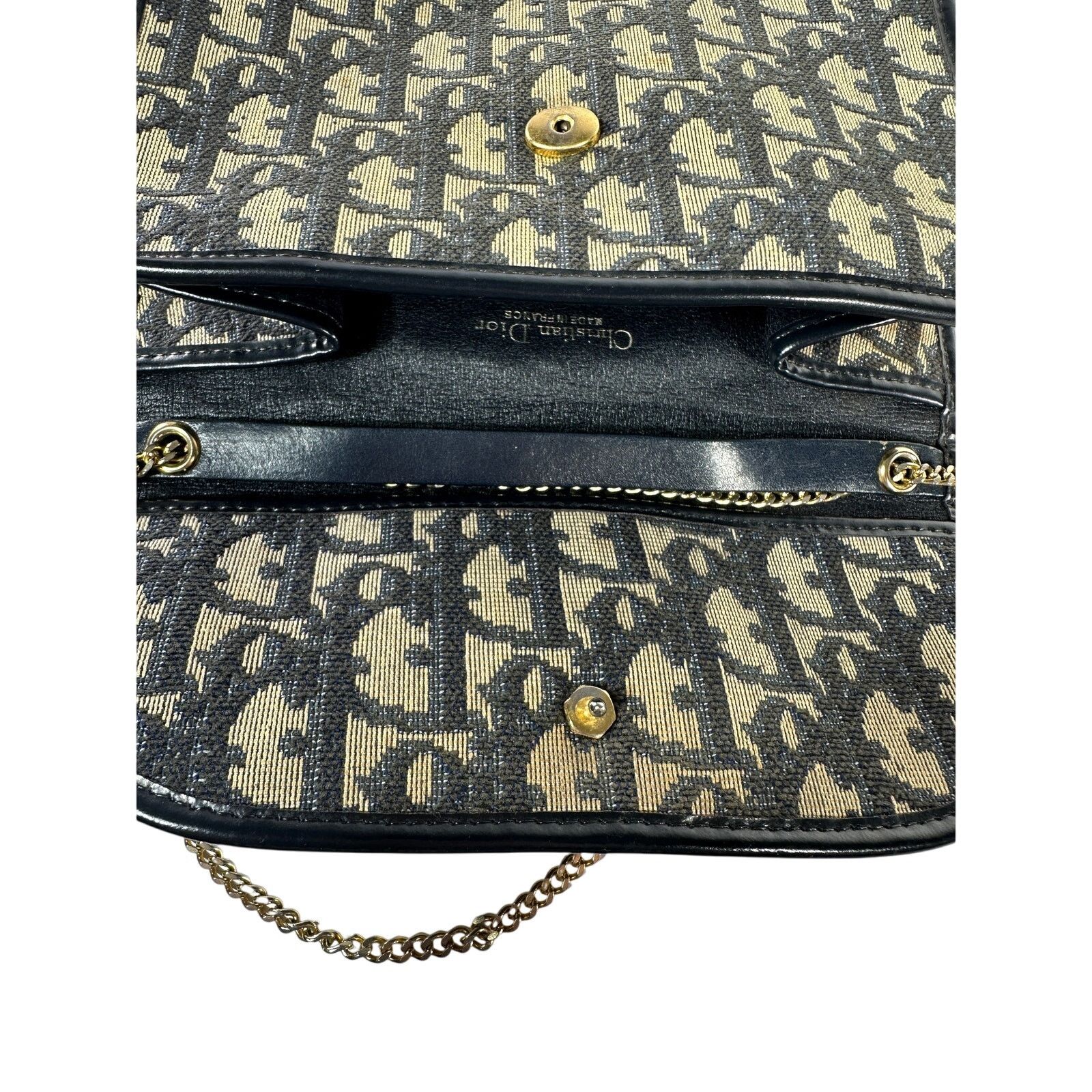 Dior CHRISTIAN DIOR VTG Trotter Canvas Mini Shoulder Bag Navy Size ONE SIZE - 15 Thumbnail