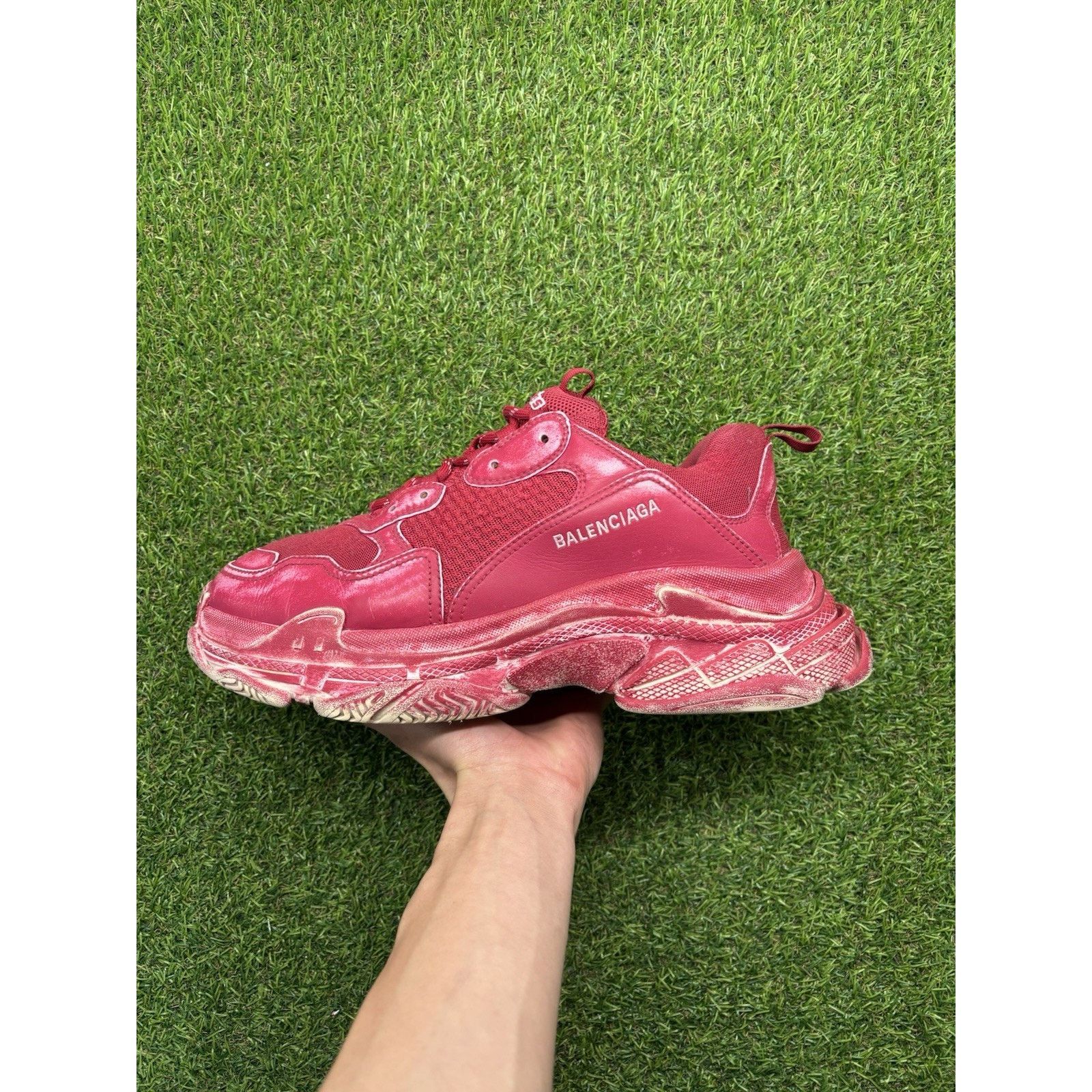 Balenciaga Balenciaga Triple S ' Dark Red ' Size US 12 / EU 45 - 9 Thumbnail