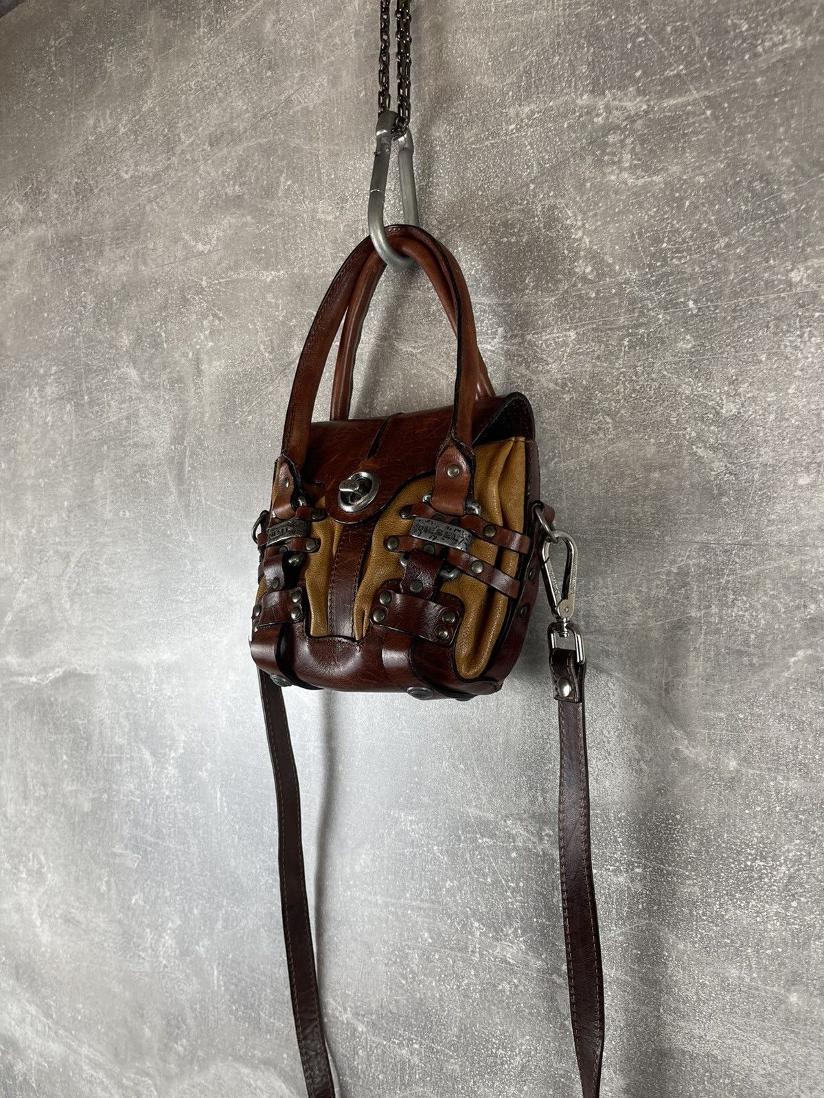 Diesel Y2K Diesel Leather Mini Bag Brown Tan Crossbody Shoulder Size ONE SIZE - 2 Thumbnail