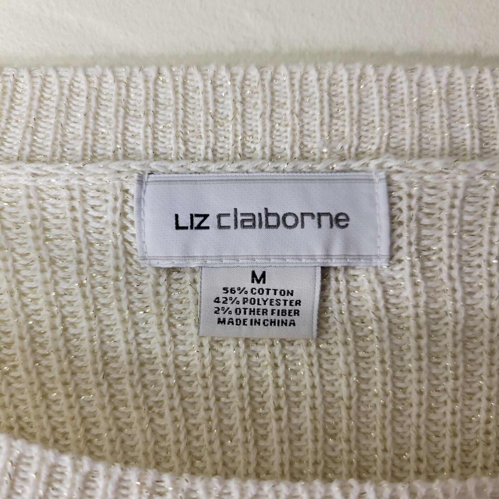 Other Liz Claiborne M White Knit Patterned Sweater Pullover Size M / US 6-8 / IT 42-44 - 4 Thumbnail