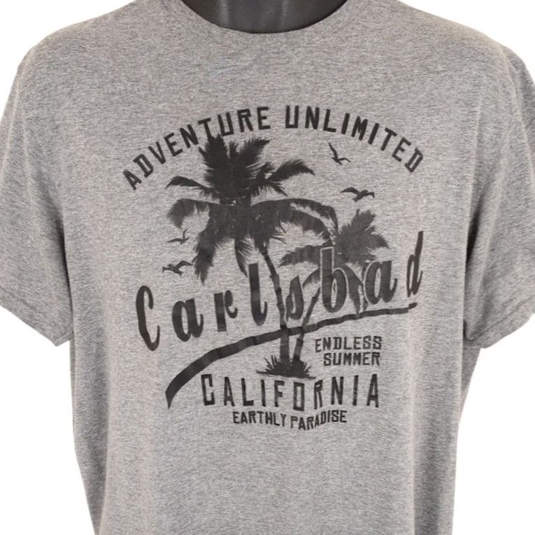 Delta VINTAGE Carlsbad California T Shirt Mens Large Gray Palm Trees Travel Destination Size US L / EU 52-54 / 3 - 2 Thumbnail