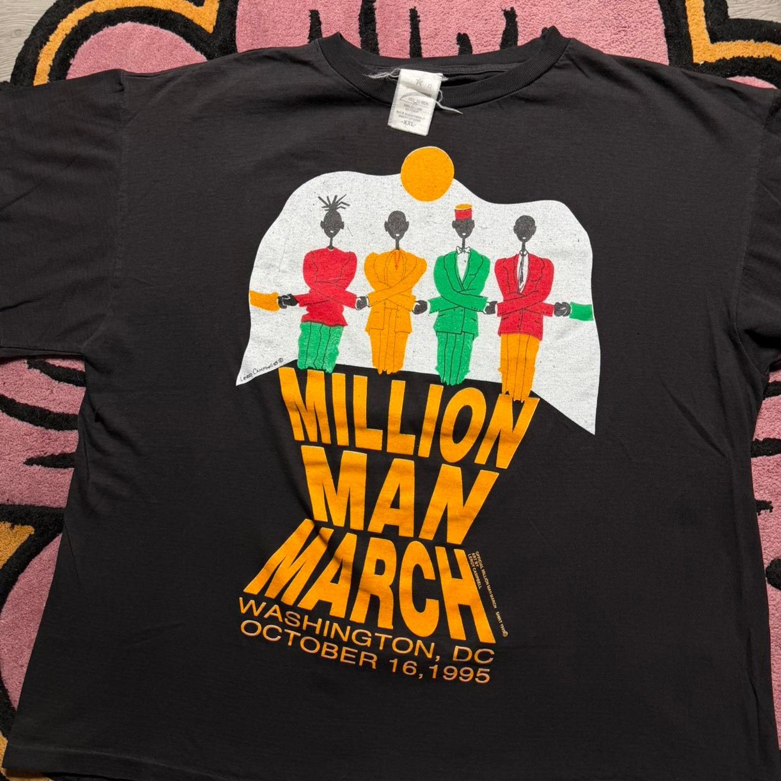 Rap Tees × Vintage Vintage 90s Million Man March Leroy Campbell Graphic T-shirt Size US XXL / EU 58 / 5 - 2 Thumbnail
