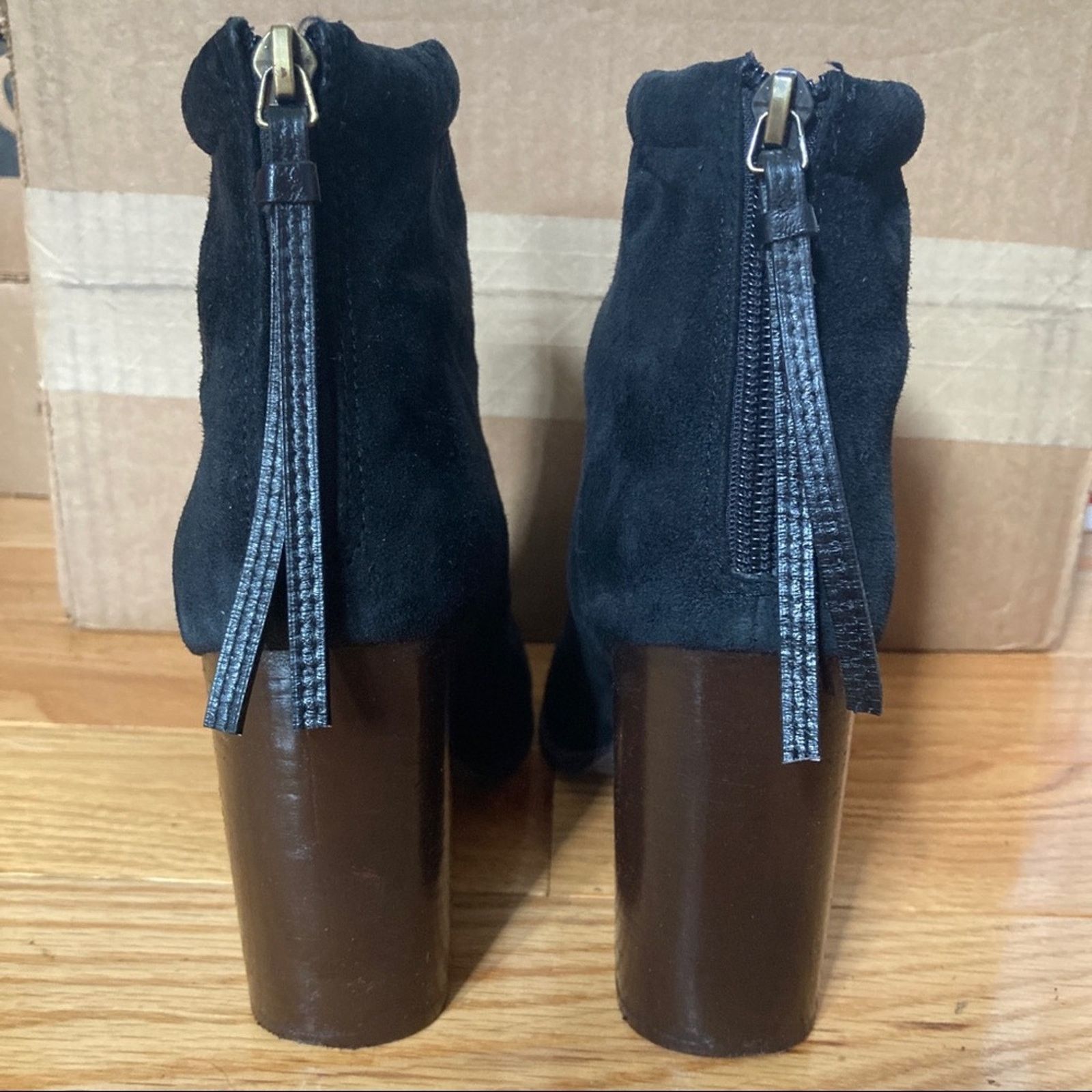 Jeffrey Campbell Rumble Suede Ankle Booties US 8 Brown 4" Block Heel 90s Boho Size US 8 / IT 38 - 4 Thumbnail