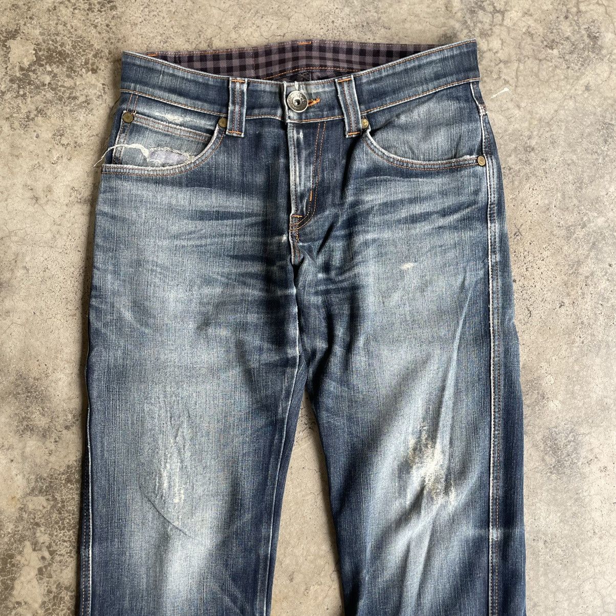 Edwin 🔥Vintage Edwin E503 Blue Trip Ripped Distress Denim Jeans Size US 33 - 2 Thumbnail