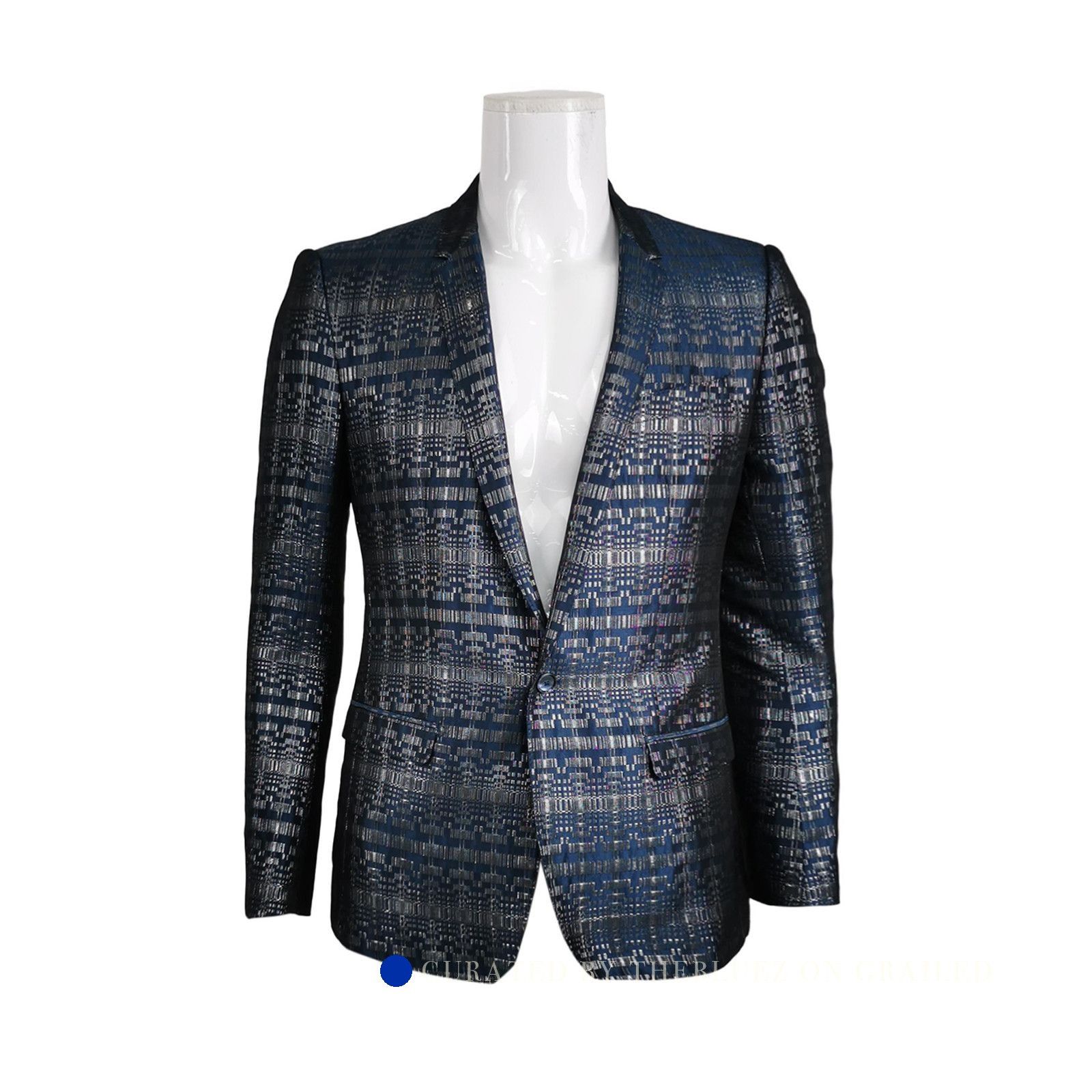 Dolce & Gabbana Metallic Check Blazer in Blue Size US M / EU 48-50 / 2 - 1 Thumbnail