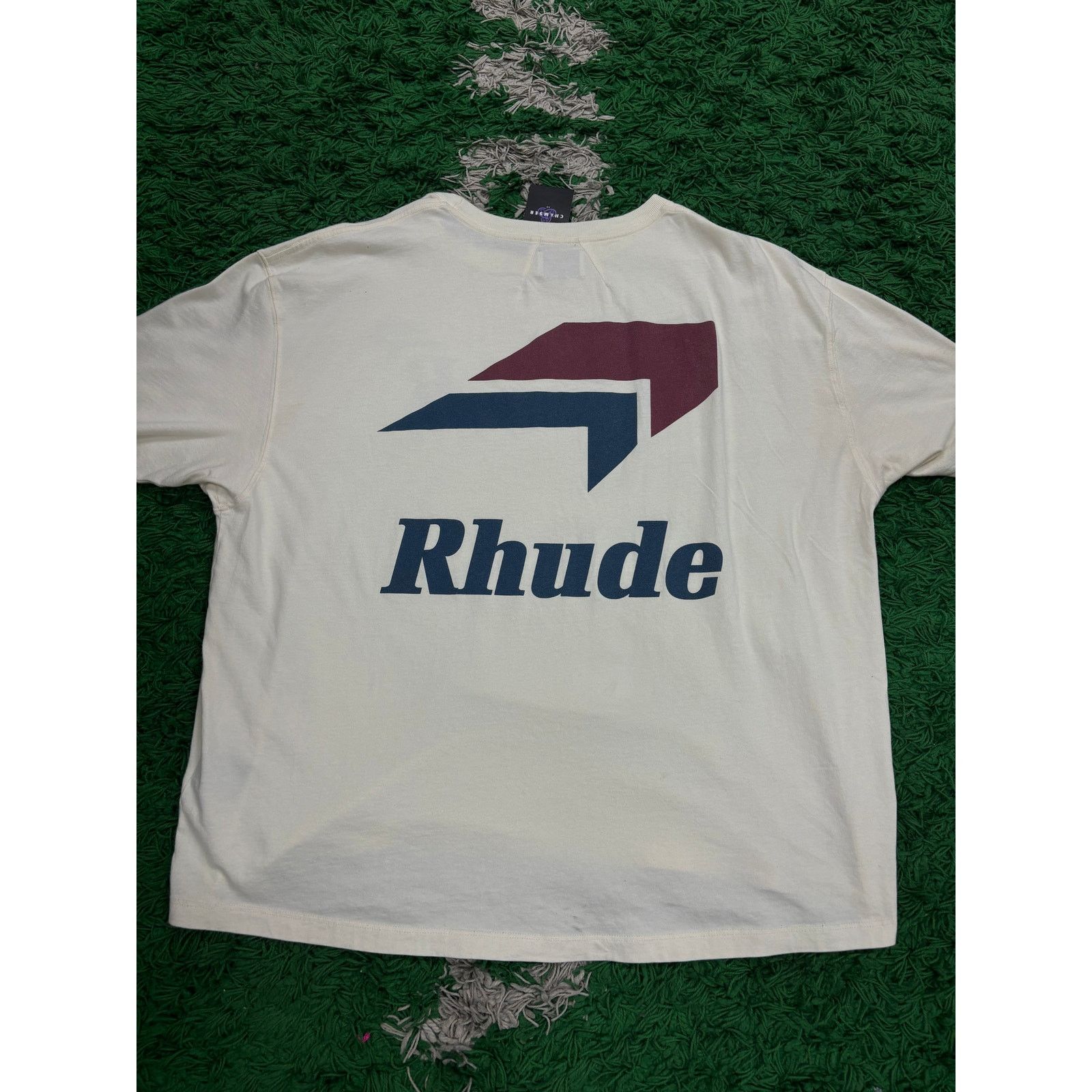 image of Rhude Tee Cream Blue Red , Men's (Size 2XL)