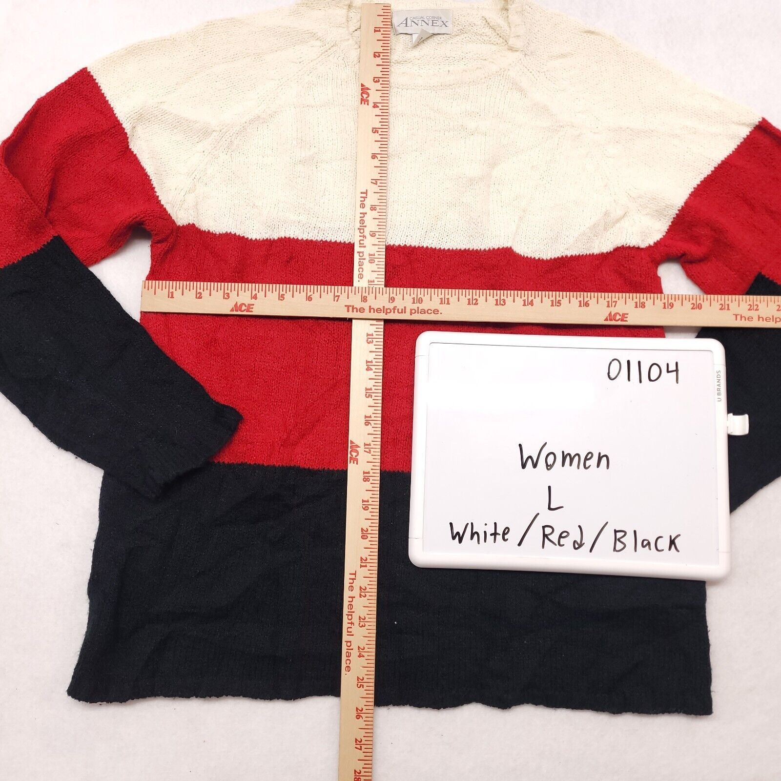 Annex Annex Pullover Cotton Sweater Womens Size L White Red Black Size L / US 10 / IT 46 - 6 Thumbnail