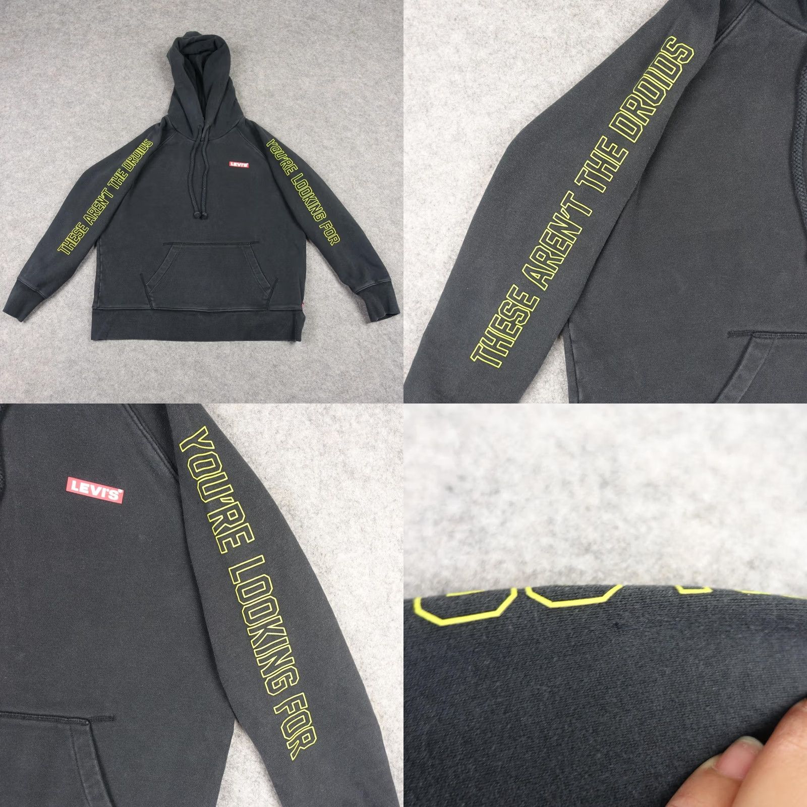 Levi's Levi's Star Wars Hoodie Mens Small Black Pullover Sweatshirt Droids RD D2 Graphic Print Pockets Crewneck Front Logo Size US S / EU 44-46 / 1 - 8 Thumbnail