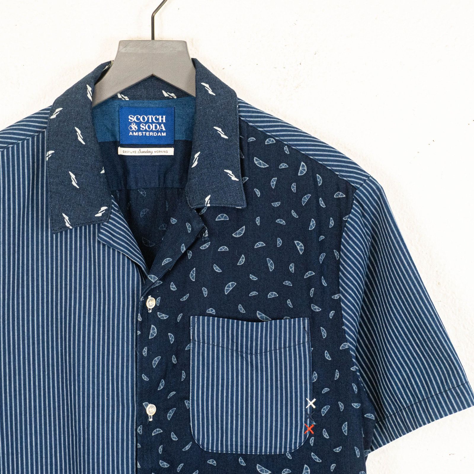Scotch & Soda Scotch & Soda Patchwork Camp Short Sleeve Shirt indigo M Size US M / EU 48-50 / 2 - 7 Thumbnail