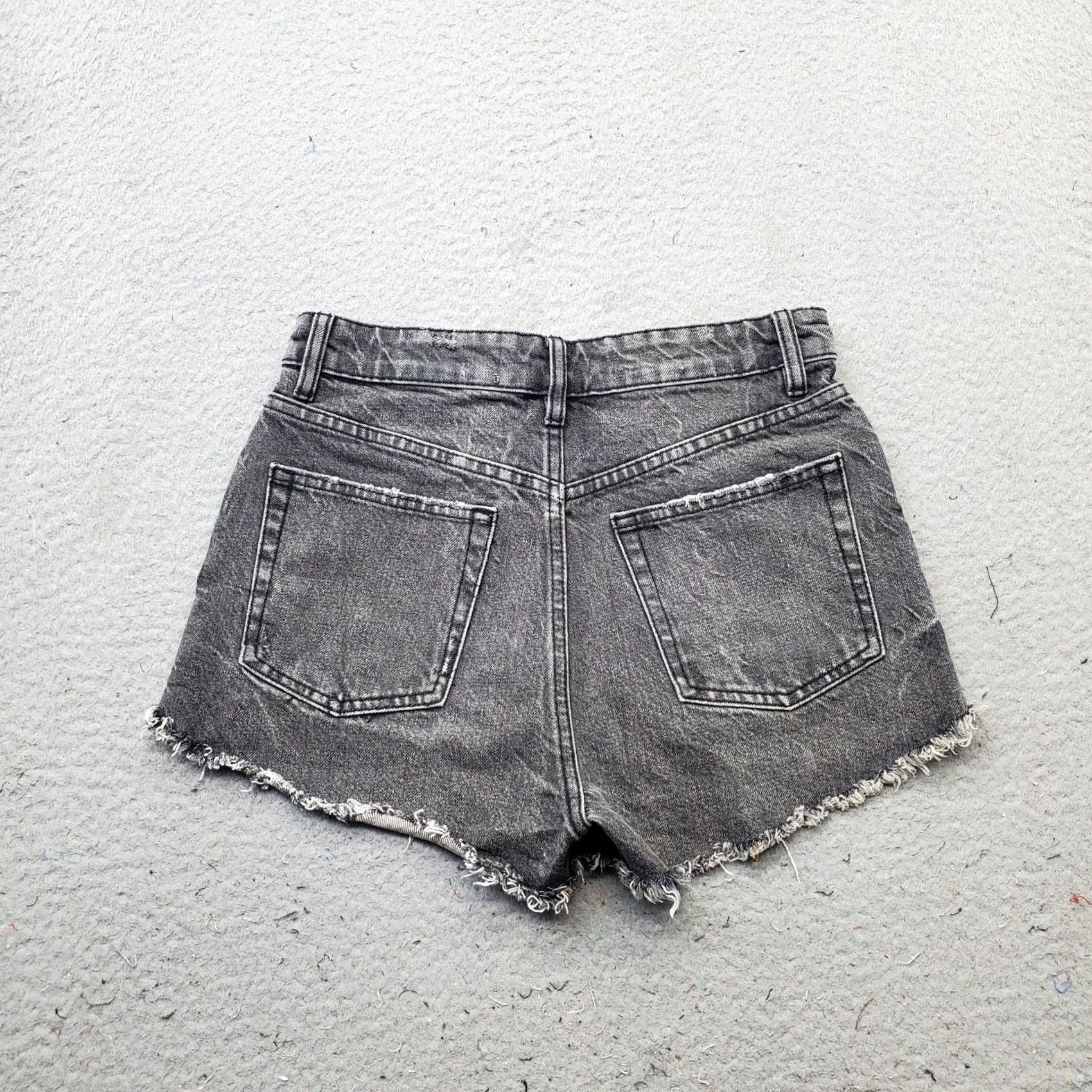 Zara Zara Womens 4 Gray Denim 5-Pocket Jean Shorts Casual Comfort Dark Wash Vintage-Check Free Size 27" / US 4 / IT 40 - 2 Thumbnail