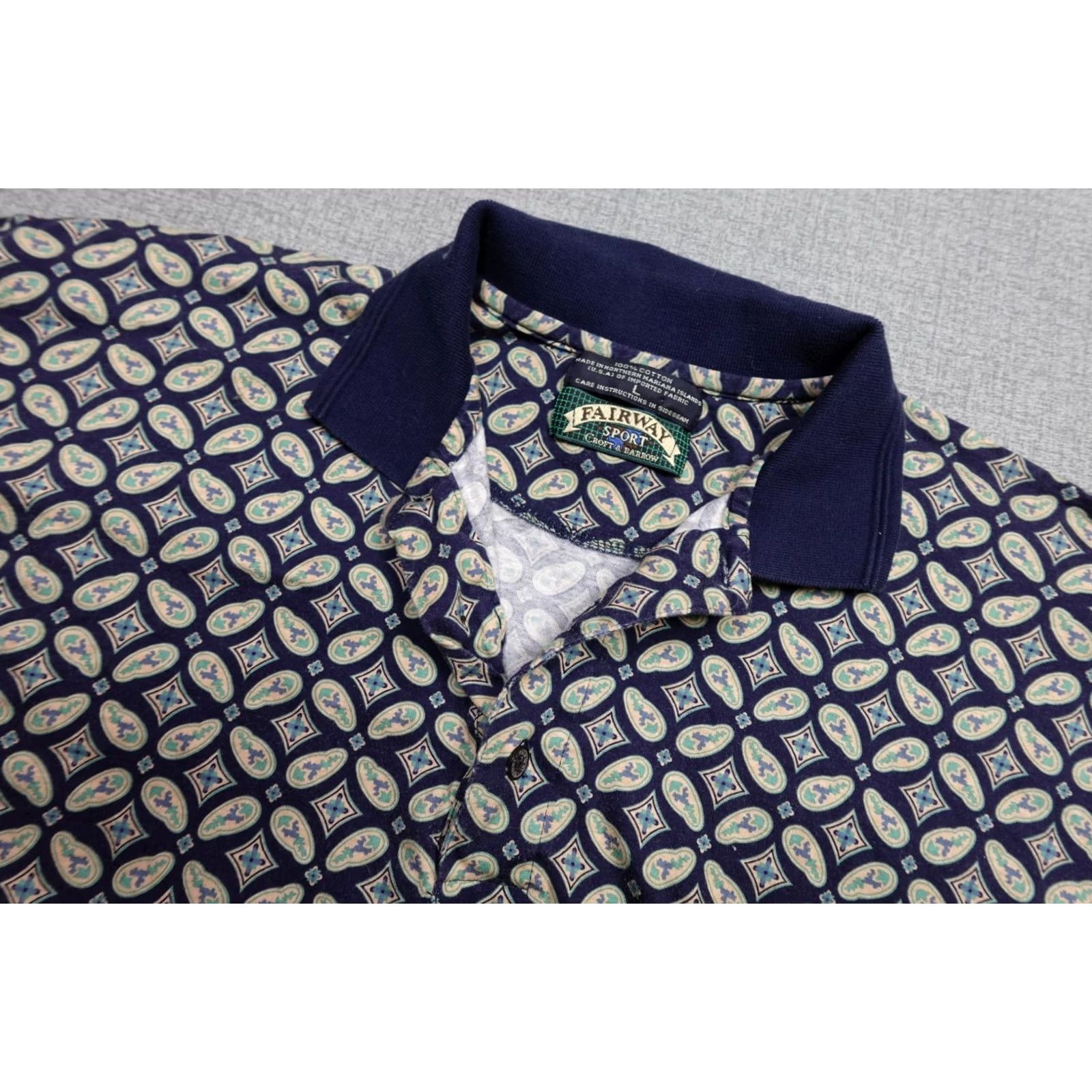 Vintage Vintage Golf Polo Mens Large Blue Paisley All Over Print Fairway Sport Stretch Shirt Size US L / EU 52-54 / 3 - 2 Thumbnail