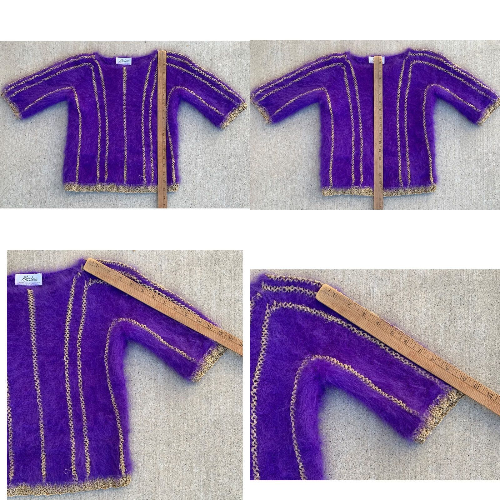 Vintage VINTAGE Martesa West Hampton Beach Purple Fuzzy Angora Gold Metallic Knit S Size S / US 4 / IT 40 - 11 Thumbnail