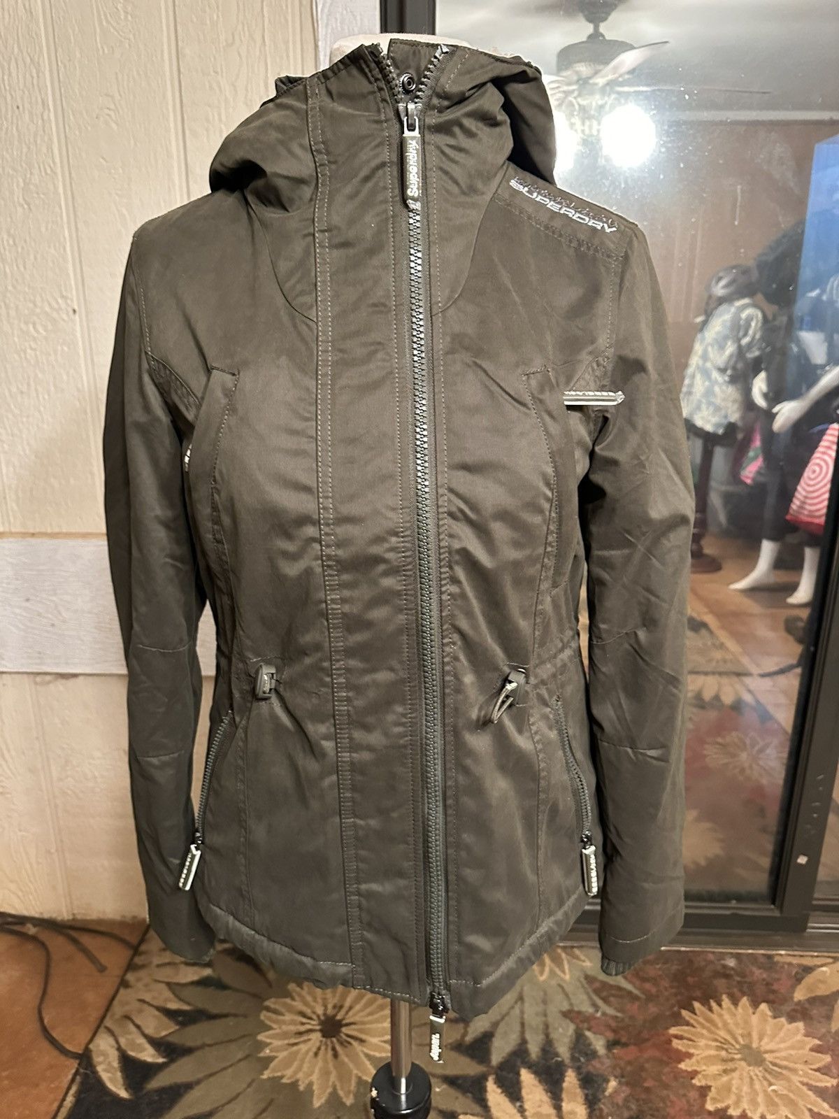 Superdry Japan Microfibre Windparka Women's M Hoodie Khaki