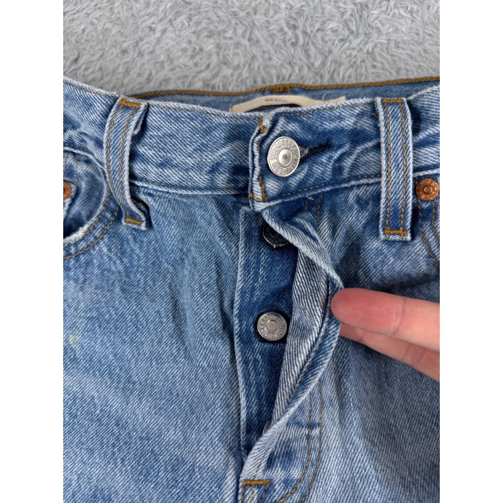 Levi's VINTAGE Levis Premium Jeans Women 29 Blue Denim Big E Wedgie Distressed Button Fly 28x27 Size 29" - 5 Thumbnail
