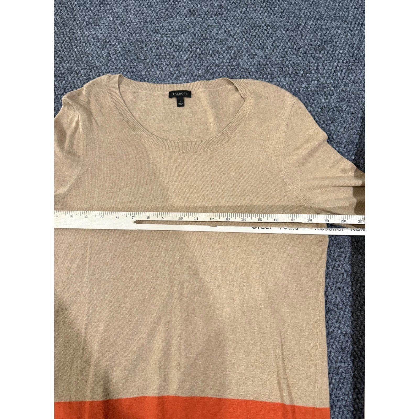 Talbots Talbots Sweater Womens L Beige Orange Colorblock Lightweight Knit Pullover Crew Neck Long Sleeve Tight-Knit Casual Fall Women Size L / US 10 / IT 46 - 4 Thumbnail