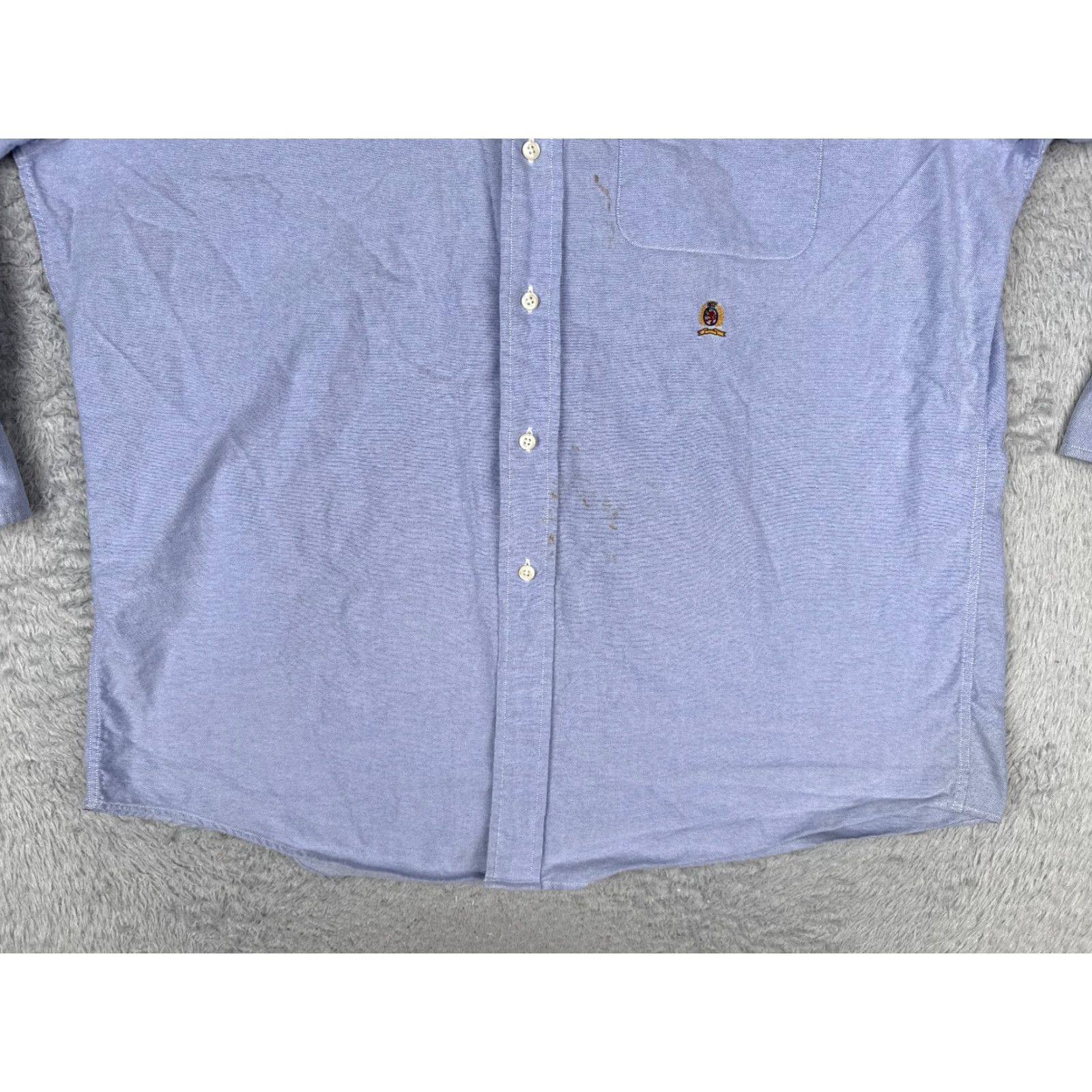 Tommy Hilfiger Tommy Hilfiger Shirt Men XL Blue Button Up Long Sleeve Pocket Casual Workwear 16 32-33 Regular Chest 40 in Cotton Woven Button-Down Collar Size US L / EU 52-54 / 3 - 5 Thumbnail