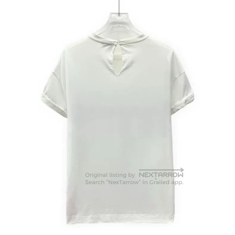 Brunello Cucinelli Brunello Cucinelli White beaded mixed cotton crewneck shor Size US L / EU 52-54 / 3 - 2 Thumbnail