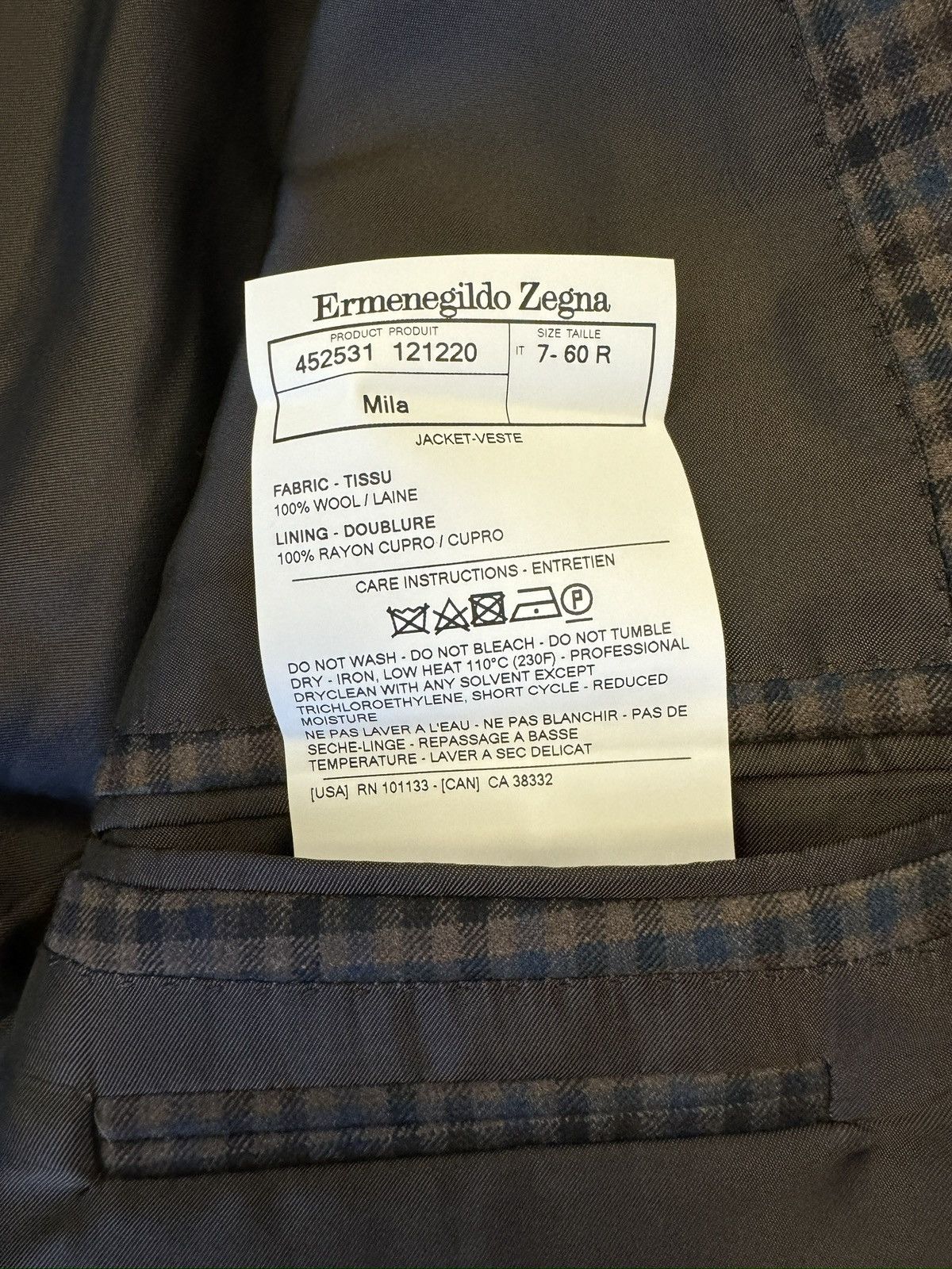 Ermenegildo Zegna Ermenegildo Zegna Made in Italy Trofeo Wool Jacket 50R $3590 Size 50R - 10 Thumbnail
