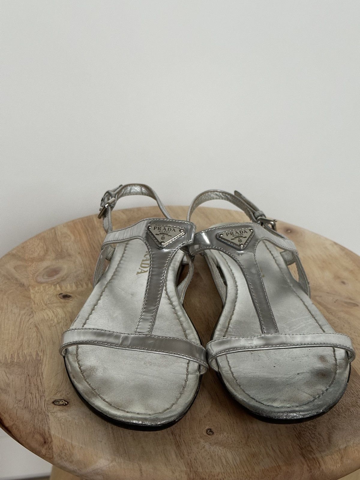 Designer × Prada Prada metal logo sandals Size US 6.5 / IT 36.5 - 2 Thumbnail